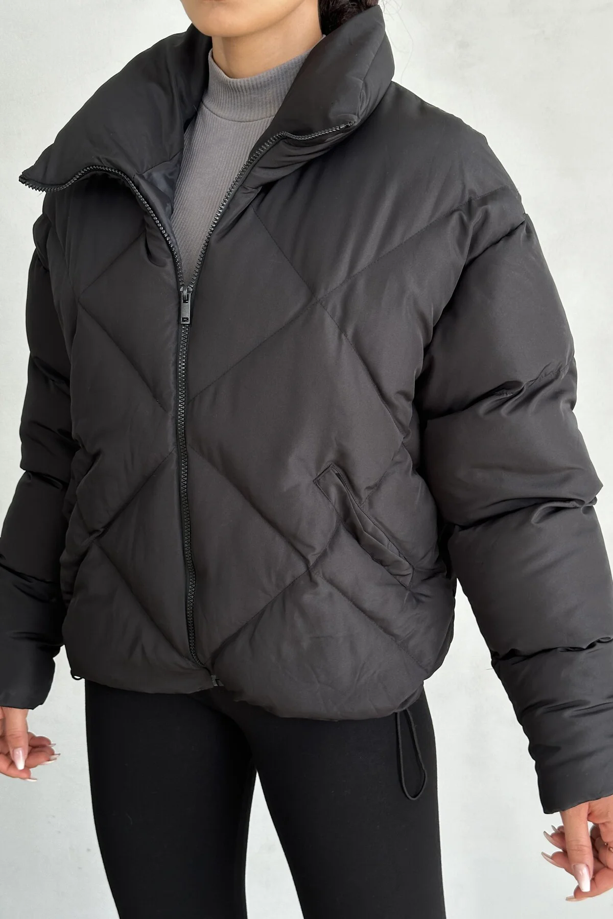 Kadın Siyah Oversize Şişme Mont