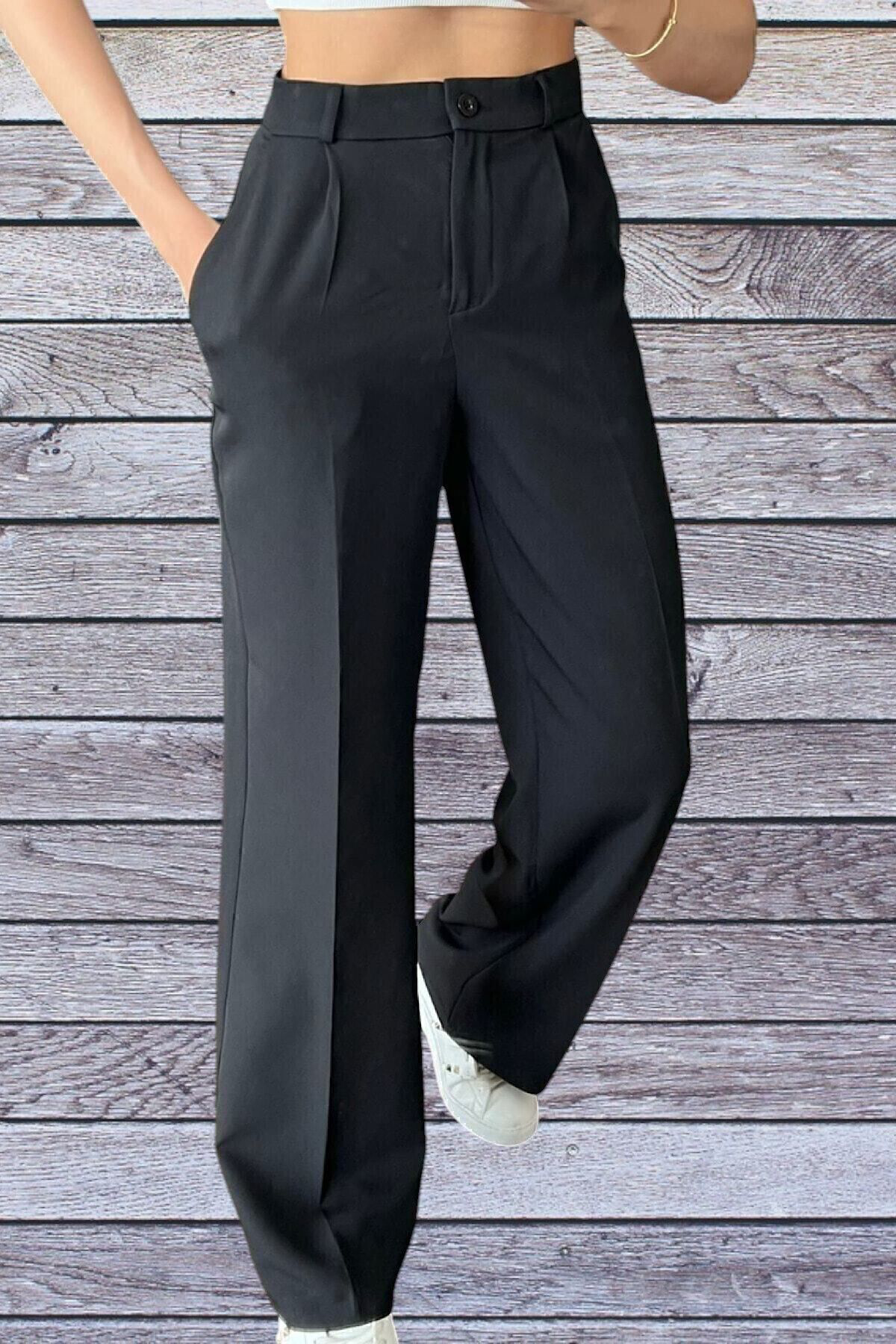 Think + Kadın Siyah Palazzo Pantolon Oversize Orjinal Kesim.