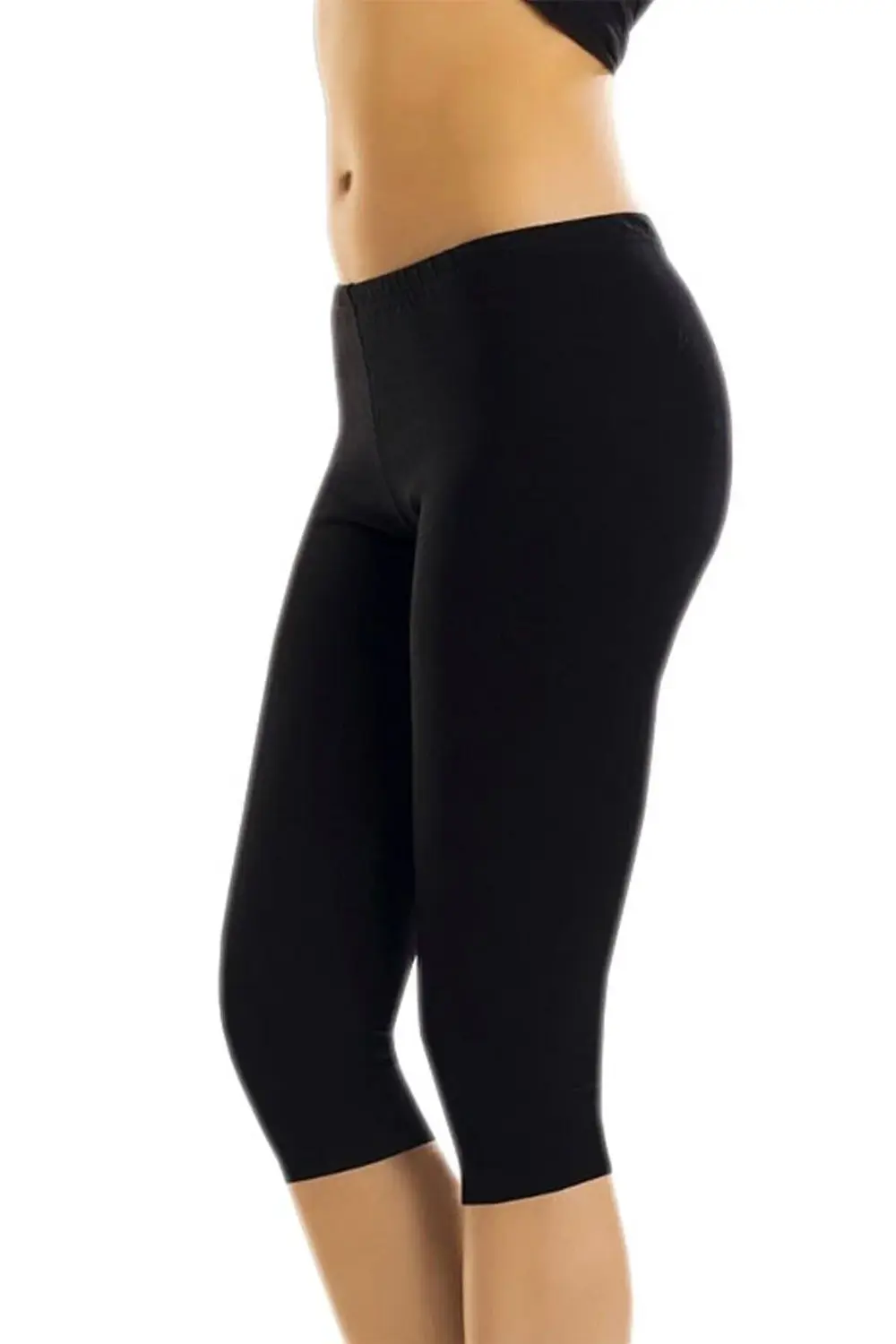 Kadın Siyah Pamuk Likralı Kısa Diz Altı impavido Spor Taytı