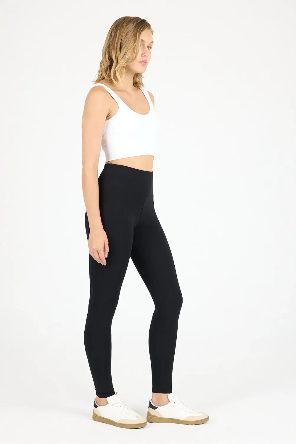 Kadın Siyah Penye Modal Yüksek Bel Spor Tayt 1905