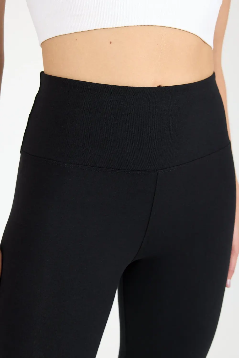 Kadın Siyah Penye Modal Yüksek Bel Spor Tayt 1905