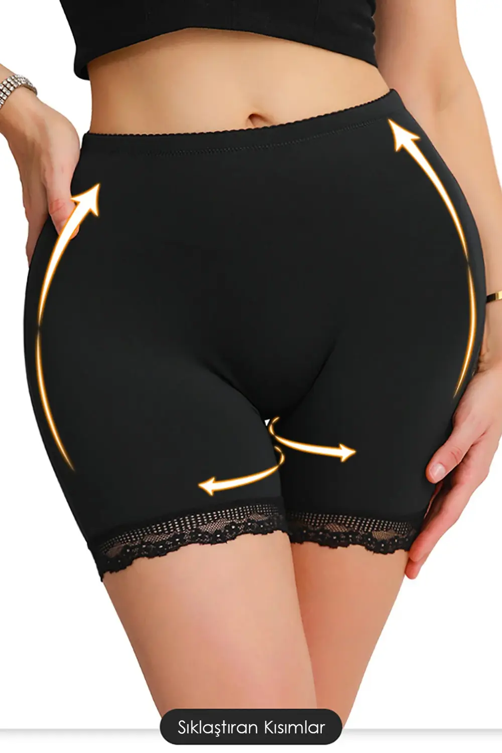 Pilelistore Kadın Siyah Pop Up Kalça Kaldırıcı Ve Sekillendirici Dantel Paçal