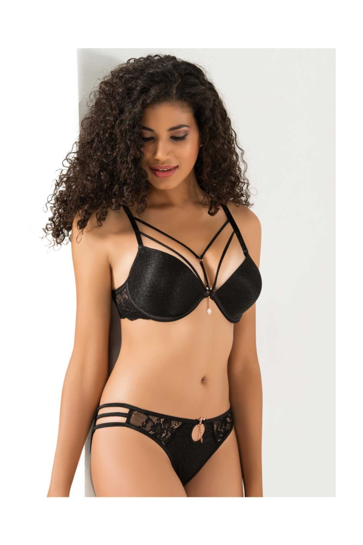 Le Jardin Kadın Siyah Renk Destekli Sütyen Takım Yeni Sezon