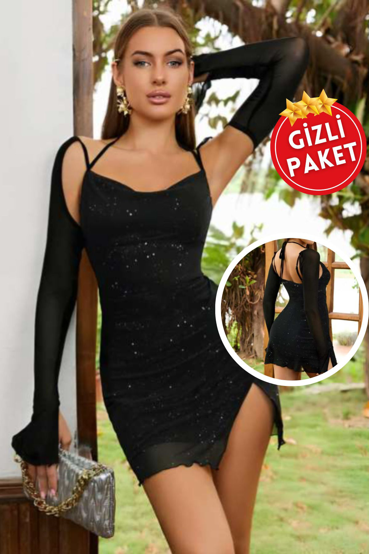 Kadın Siyah Simli Kolsuz Sırtı Açık Elbise, Balo Parti Düğün Nişan Seksi Mini Kısa Elbise Fiyatı, Yorumları ve Özellikleri