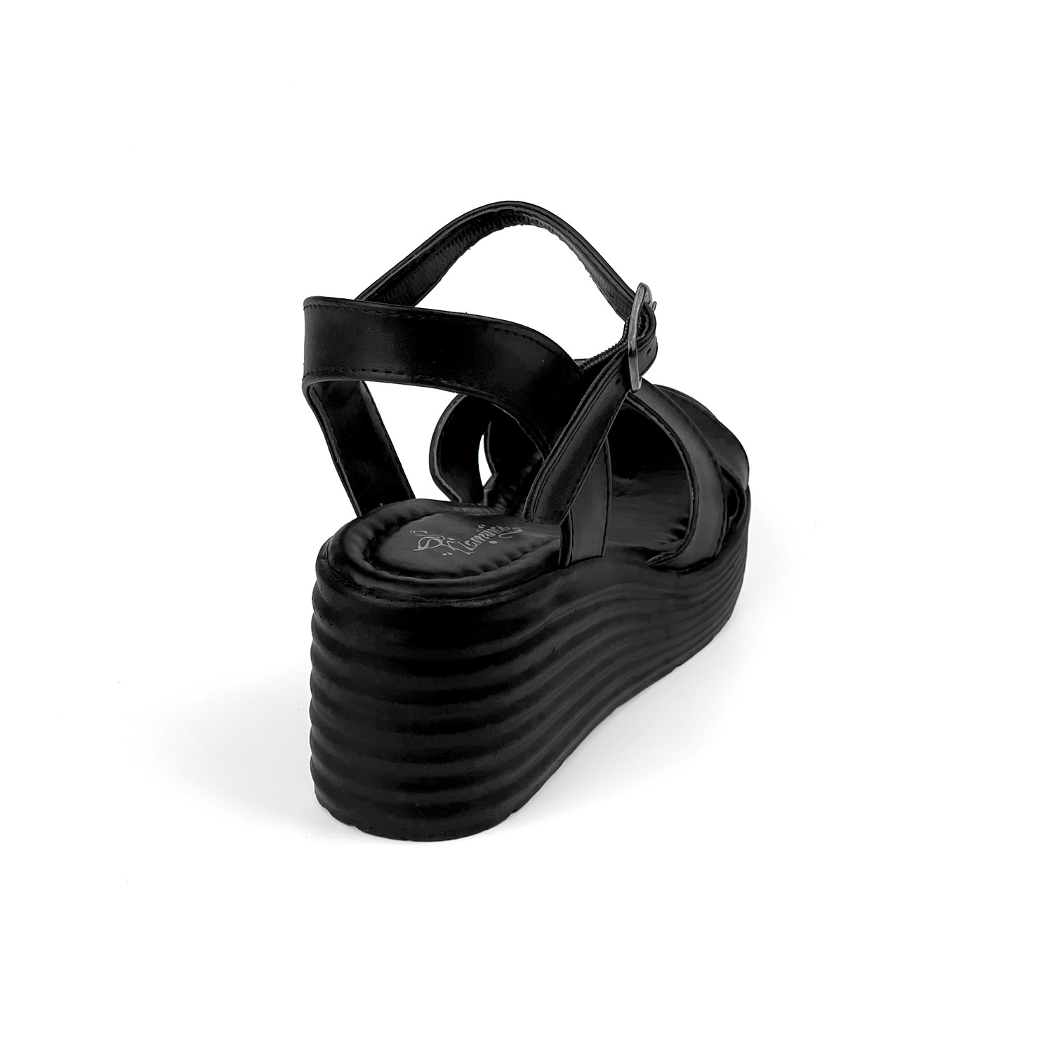 Kajila Kadın Siyah Tokalı Dolgu Topuklu Sandalet 6 Cm Rahat Yüksek Topuk