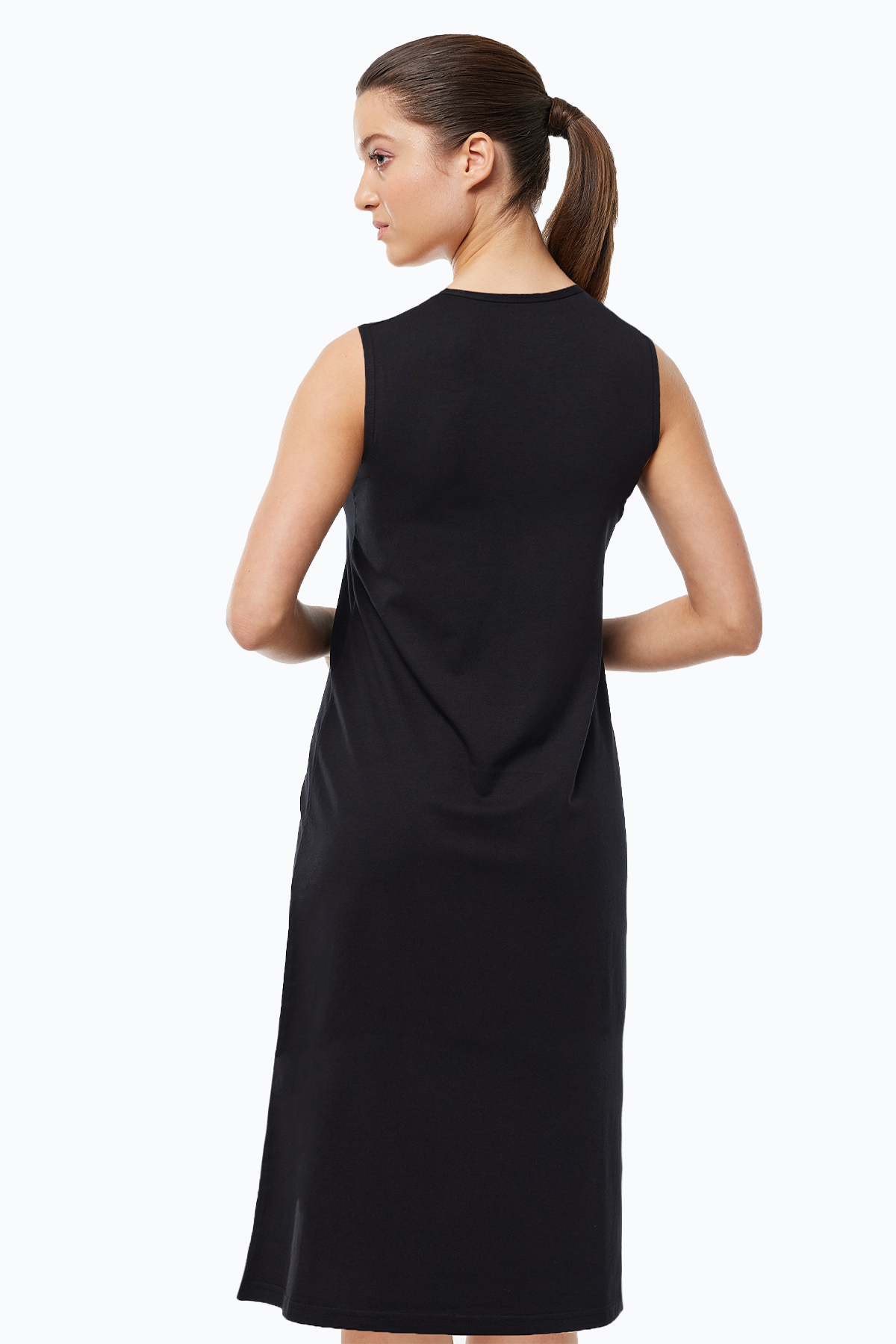 Malabadi Kadın Siyah Uzun Kolsuz Elbise Astarı Modal Kombinezon 1049