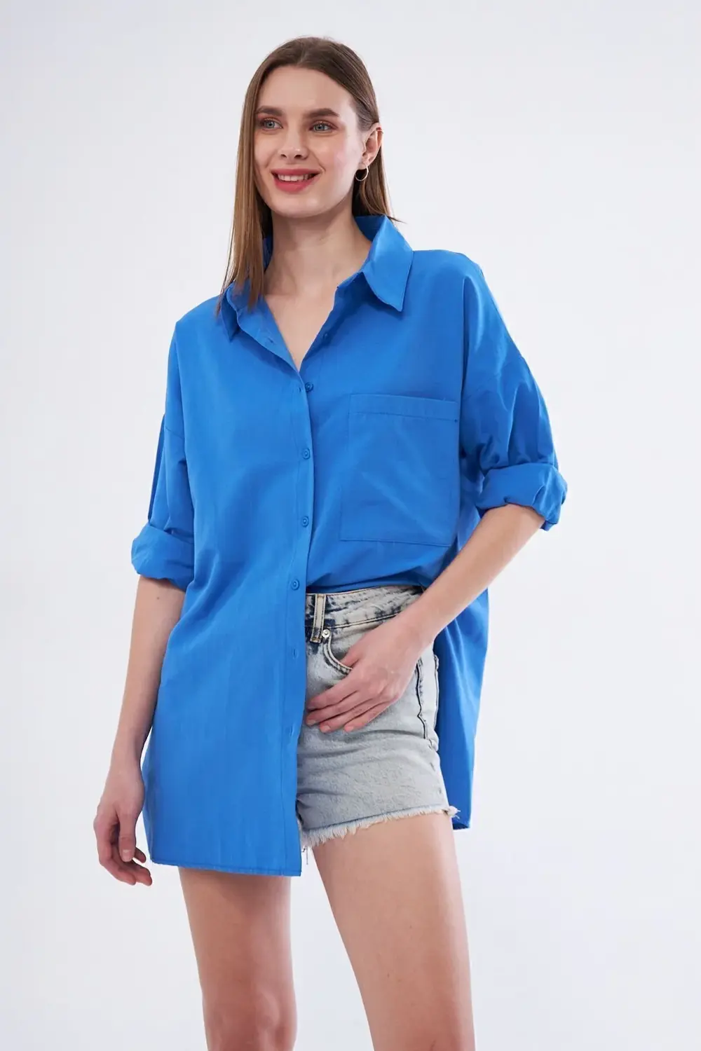 Kadın Siyah Uzun Kollu Terikoton Özel Kumaş Cepli Spor Uzun Tunik