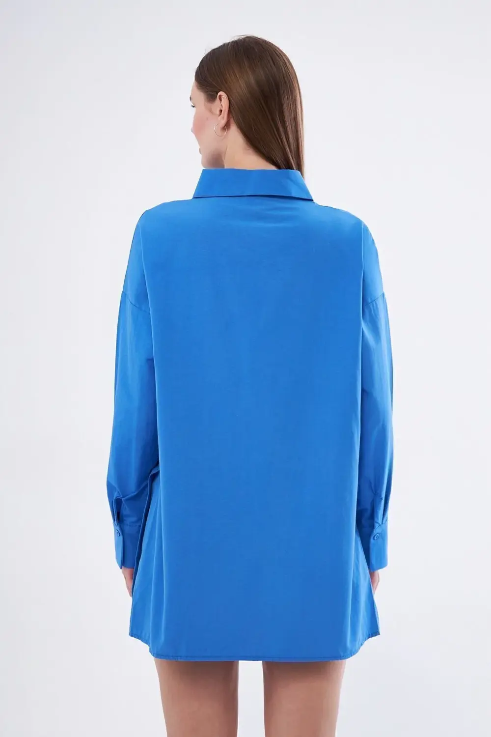 Kadın Siyah Uzun Kollu Terikoton Özel Kumaş Cepli Spor Uzun Tunik