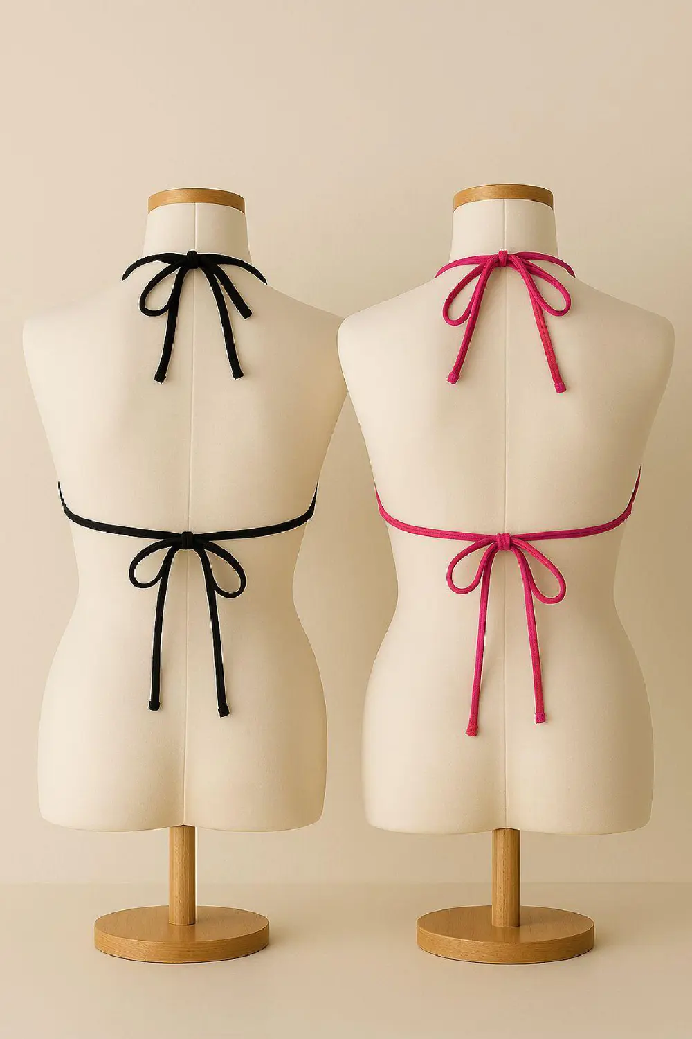 Melonika Kadın Siyah Ve Fuşya Minimal Kesim Üçgen Bikini Üstü