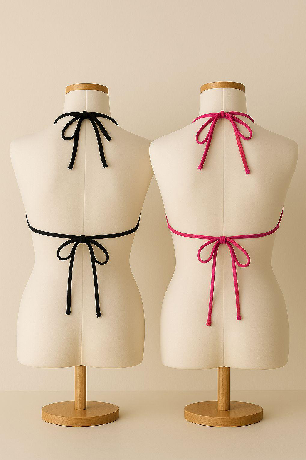 Kadın Siyah ve Fuşya Minimal Kesim Üçgen Bikini Üstü – Modern ve 