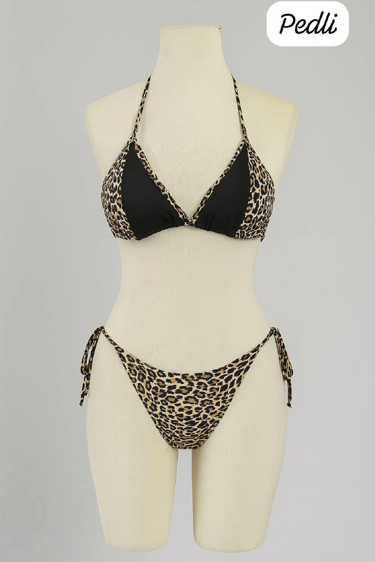 Kadın Siyah ve Leopar Detaylı Yandan Bağlamalı Bikini Takımı - Plaj Modası Fiyatı, Yorumları ve Özellikleri
