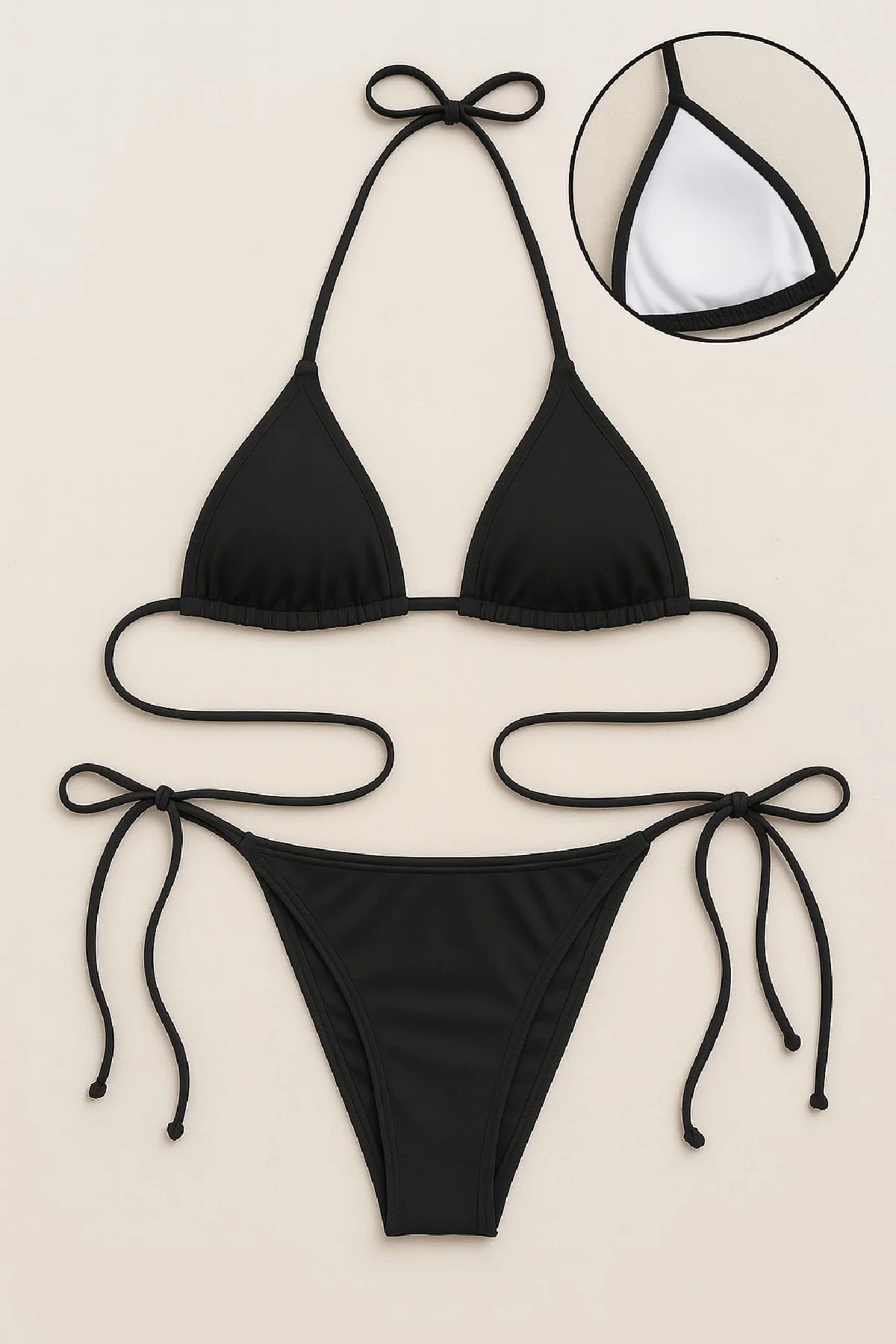 Kadın Siyah Yandan ve Boyundan Bağlamalı Bikini Mayo Takımı - Brazilian Kesim İki Parça Plaj Seti Fiyatı, Yorumları ve Özellikleri
