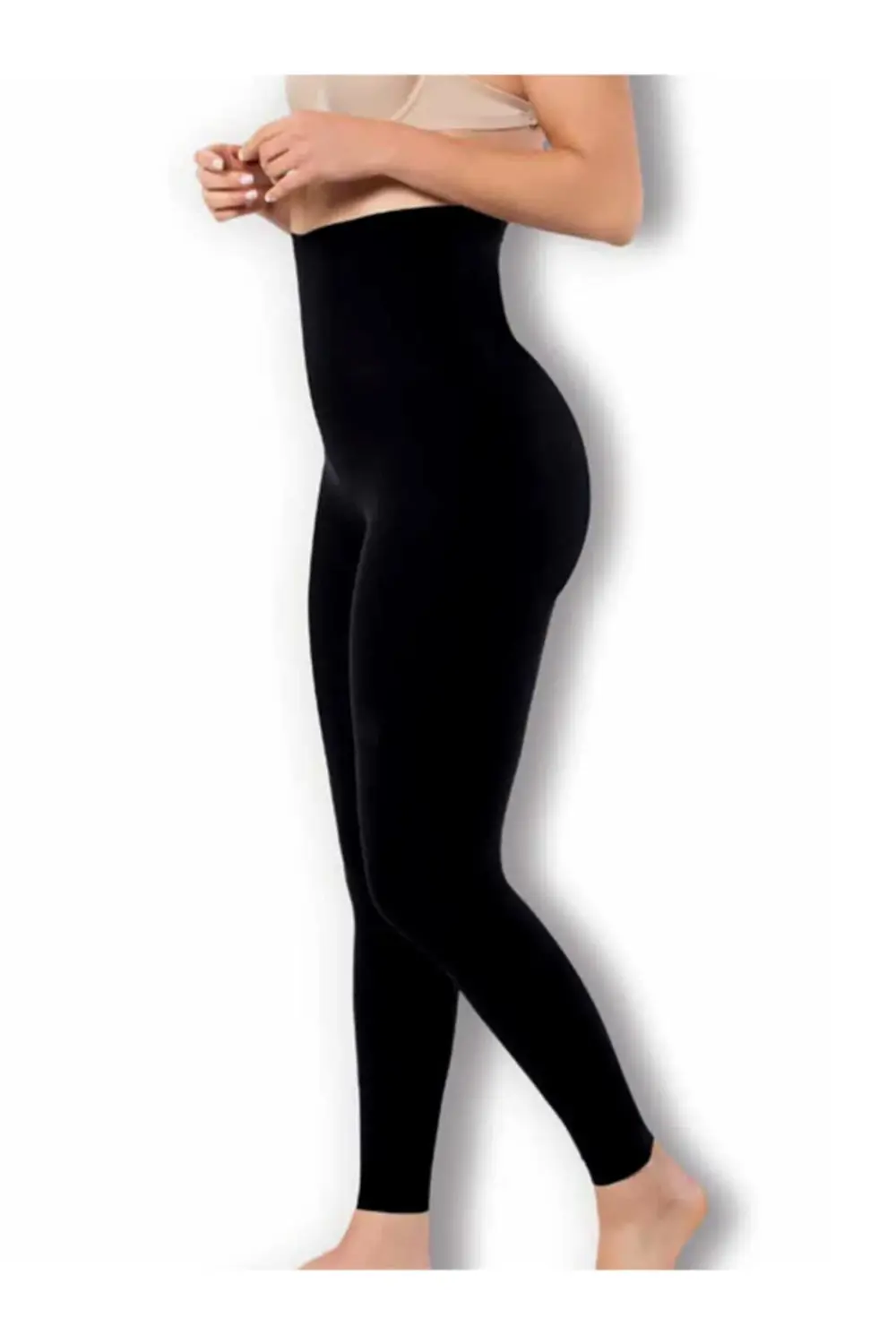 Kadın Siyah Yüksek Bel Lazer Kesim Tayt Korse 1026