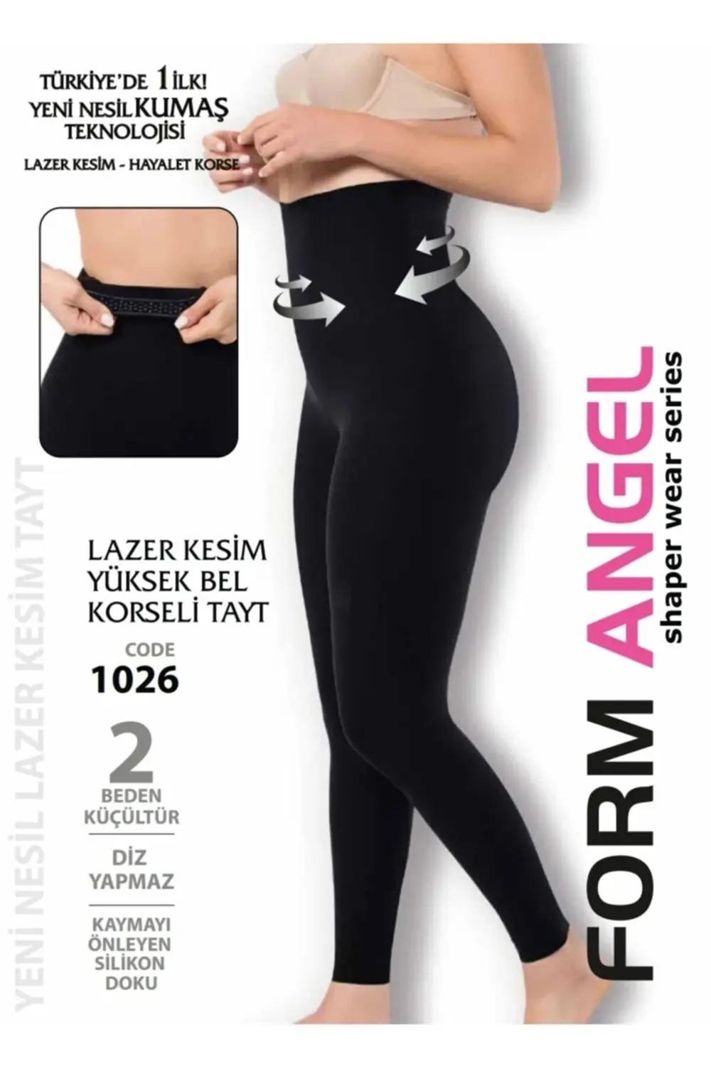 Kadın Siyah Yüksek Bel Lazer Kesim Tayt Korse 1026