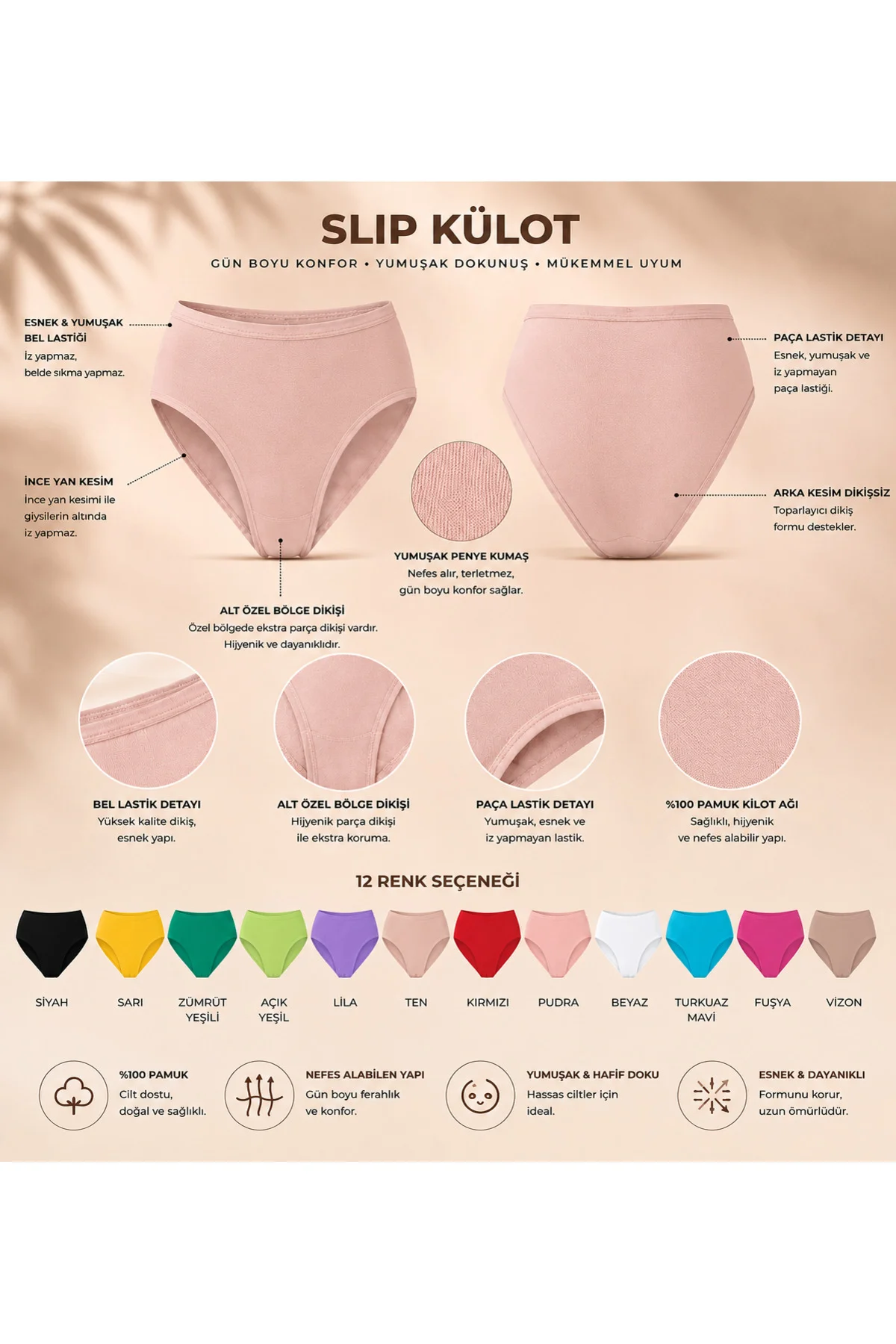 Kadın Slip Külot 3'lü Özel Silindir Paket