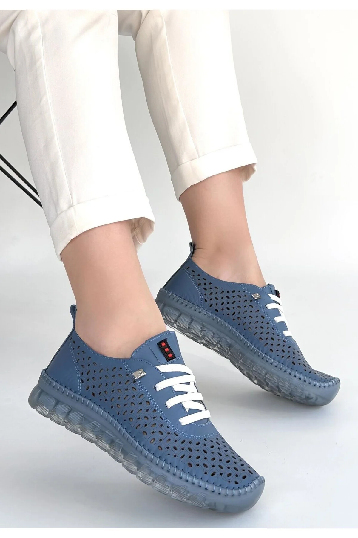 Kadın Sneaker Spor Ayakkabı Mavi Deri Rahat Günlük Otja Kadın Sneaker Spor Ayakkabı Mavi Deri Rahat Günlük Otja