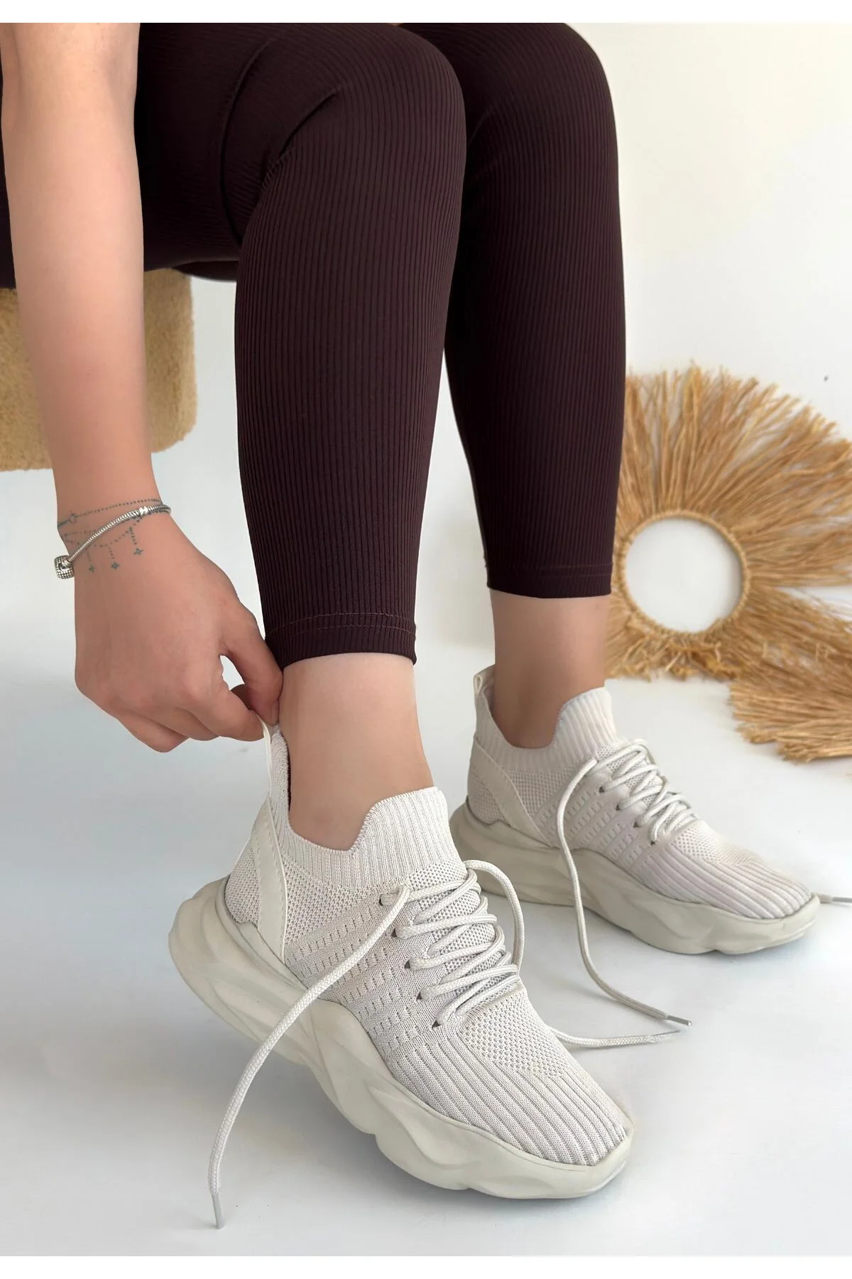 Kadın Sneaker Spor Ayakkabı Bej Rahat Günlük Henta Kadın Sneaker Spor Ayakkabı Bej Rahat Günlük Henta