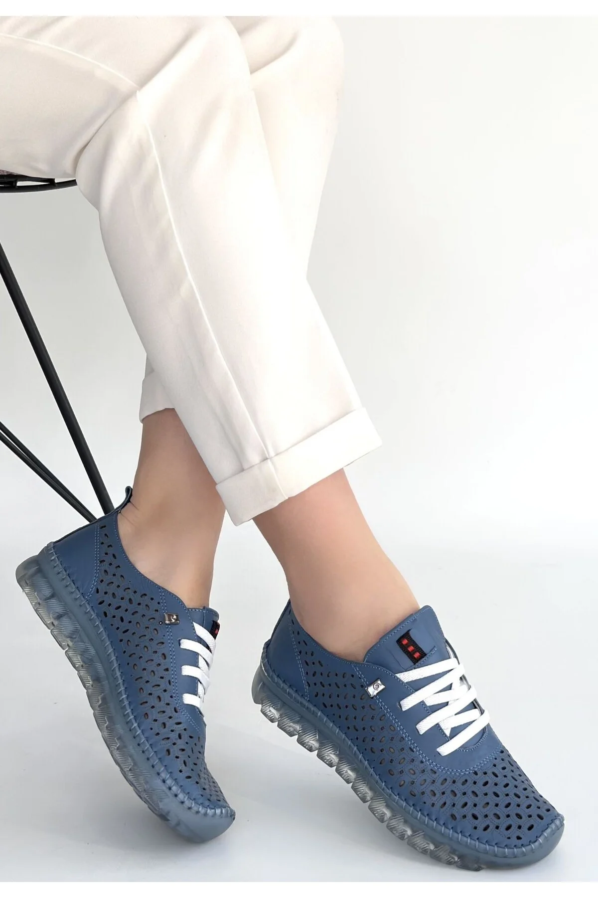 Kadın Sneaker Spor Ayakkabı Mavi Deri Rahat Günlük Otja Kadın Sneaker Spor Ayakkabı Mavi Deri Rahat Günlük Otja