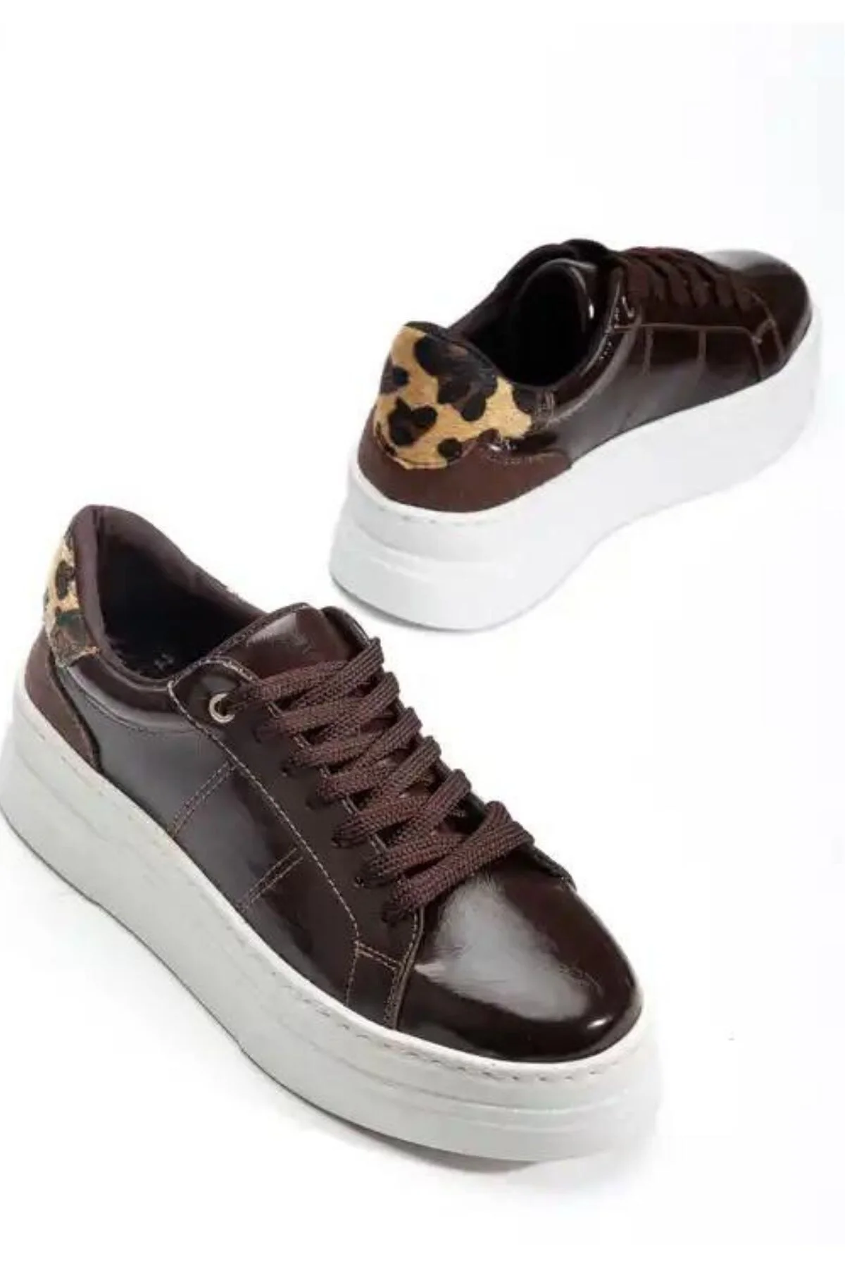 Kadın Sneaker Spor Ayakkabı Kahverengi Rugan Rahat Günlük Jetan Kadın Sneaker Spor Ayakkabı Kahverengi Rugan Rahat Günlük Jetan