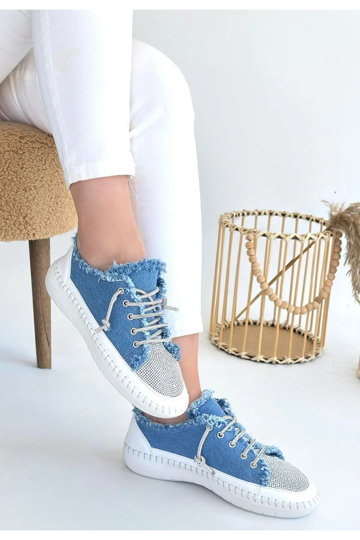 Kadın Sneaker Spor Ayakkabı Mavi Rahat Günlük Enber