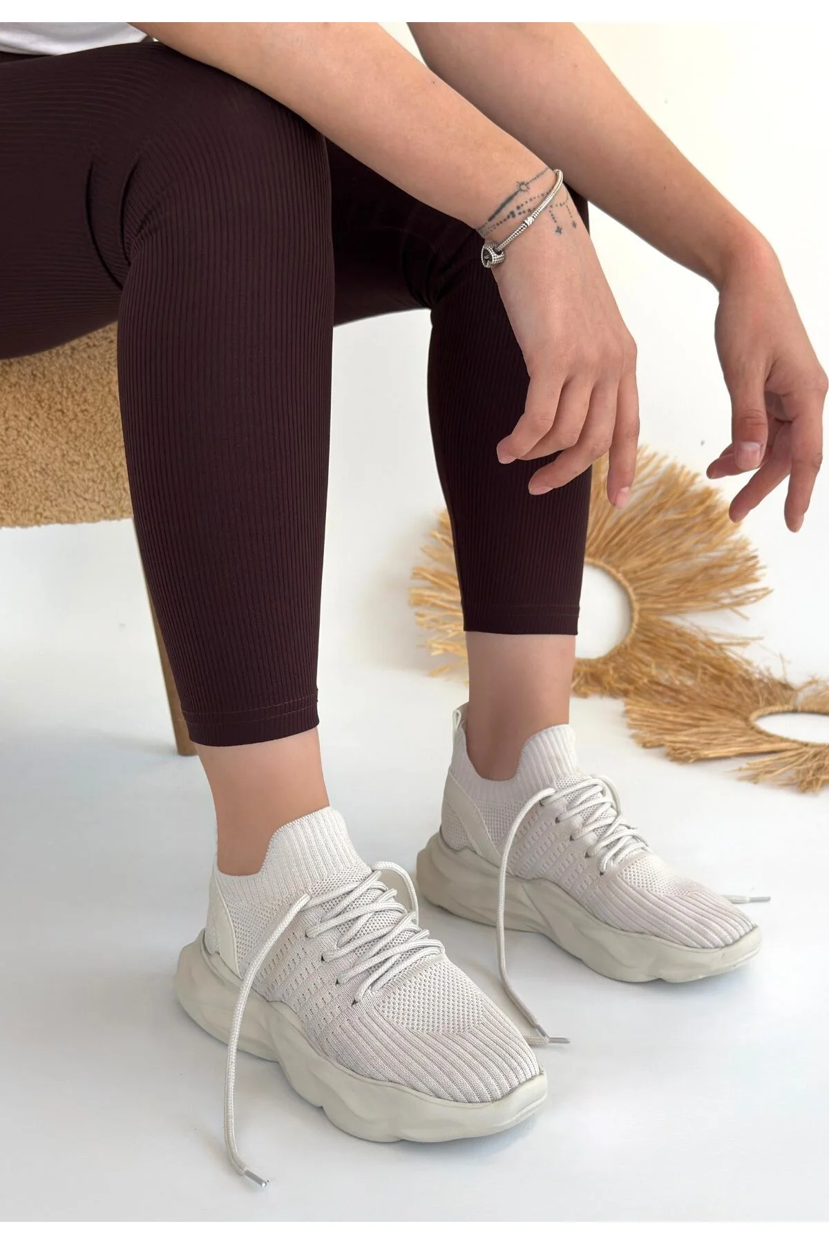 Kadın Sneaker Spor Ayakkabı Bej Rahat Günlük Henta Kadın Sneaker Spor Ayakkabı Bej Rahat Günlük Henta