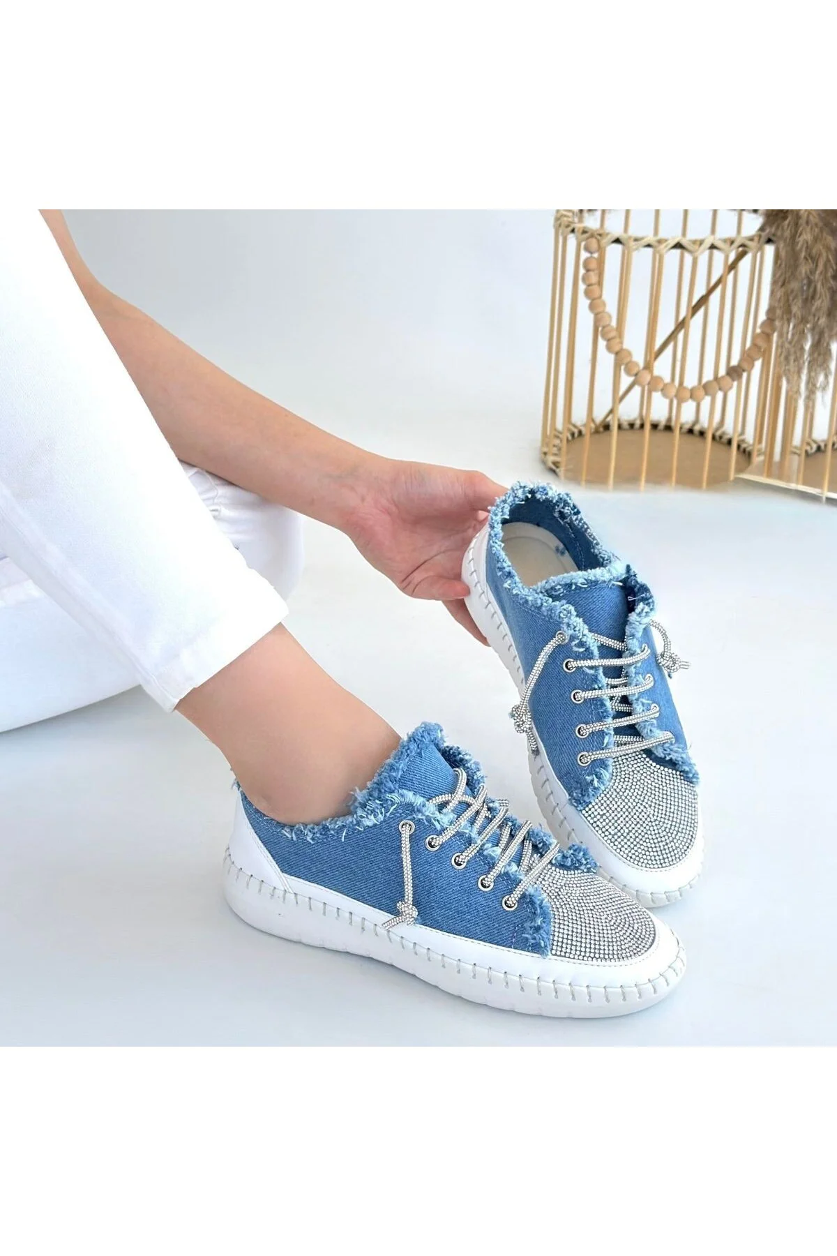 Kadın Sneaker Spor Ayakkabı Mavi Rahat Günlük Enber