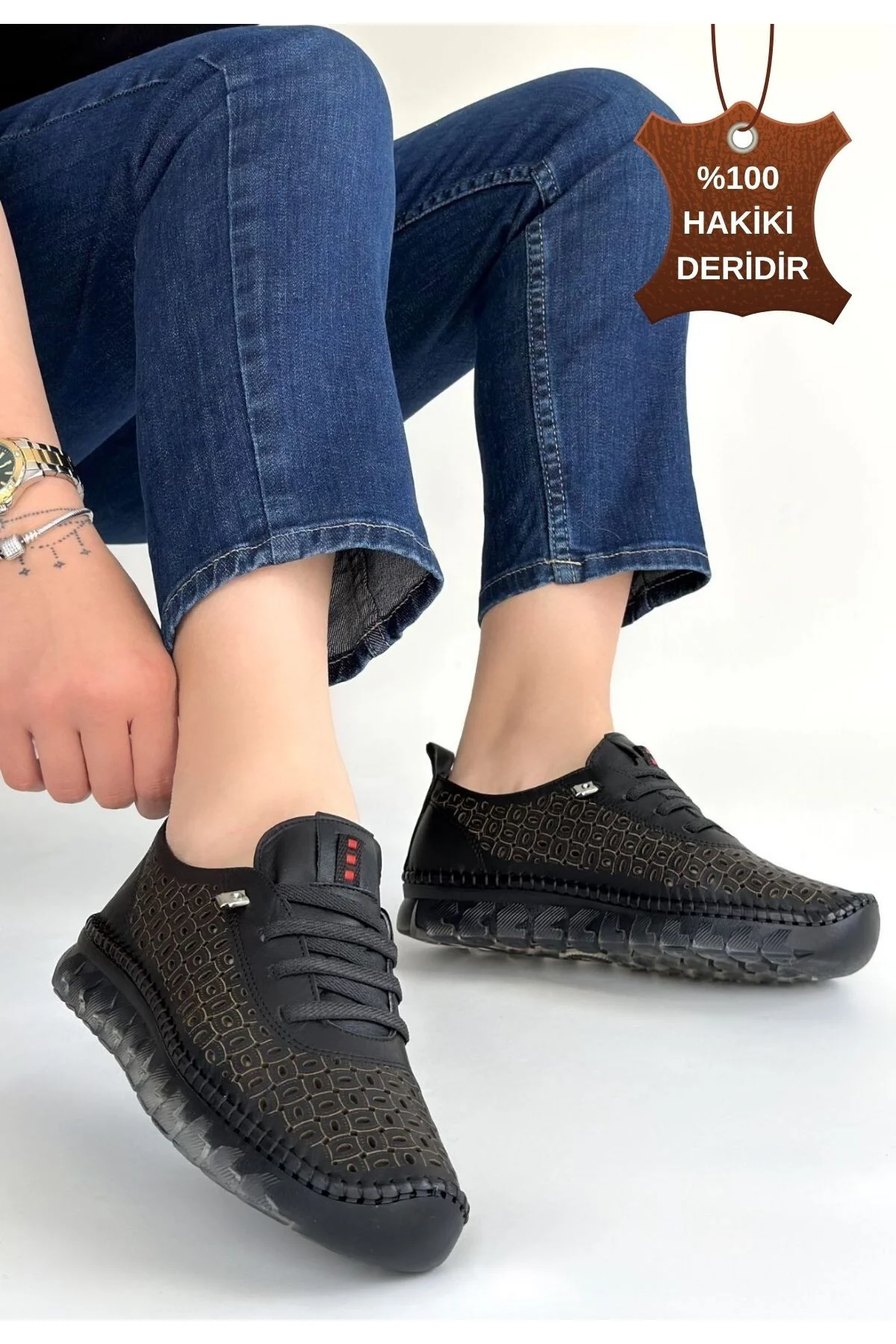 Kadın Sneaker Spor Ayakkabı Siyah Deri Rahat Günlük Otja Kadın Sneaker Spor Ayakkabı Siyah Deri Rahat Günlük Otja