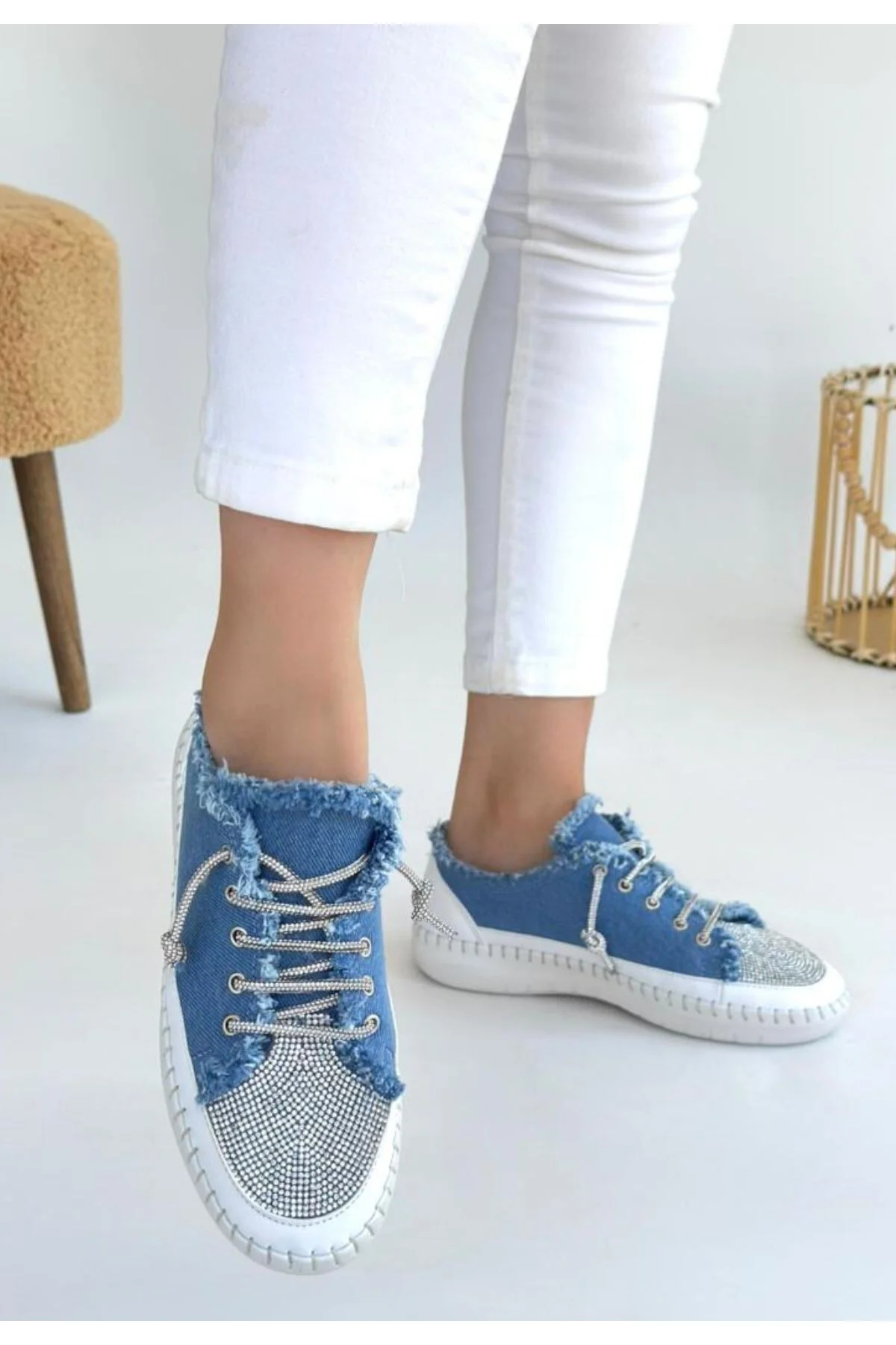 Kadın Sneaker Spor Ayakkabı Mavi Rahat Günlük Enber