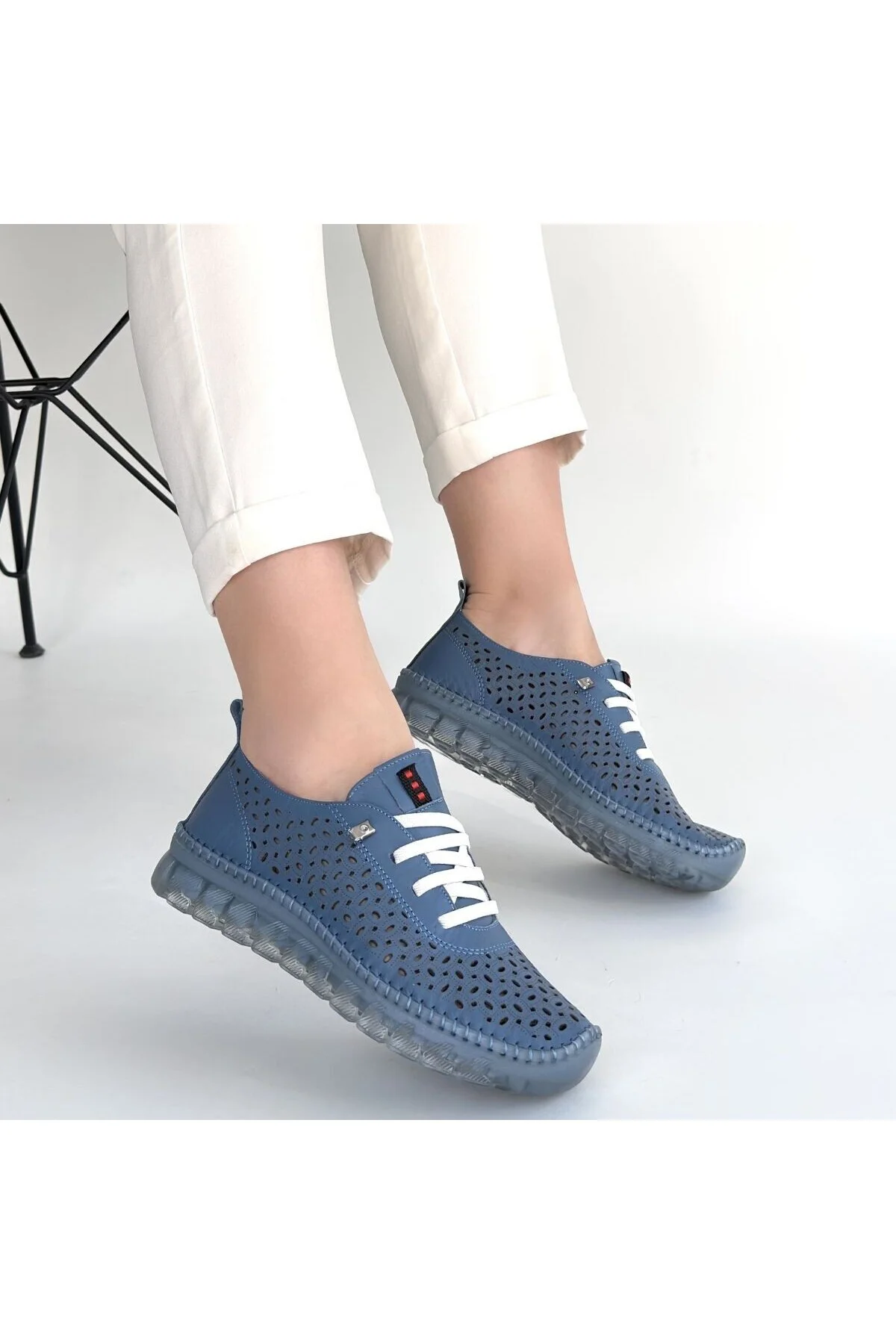 Kadın Sneaker Spor Ayakkabı Mavi Deri Rahat Günlük Otja Kadın Sneaker Spor Ayakkabı Mavi Deri Rahat Günlük Otja