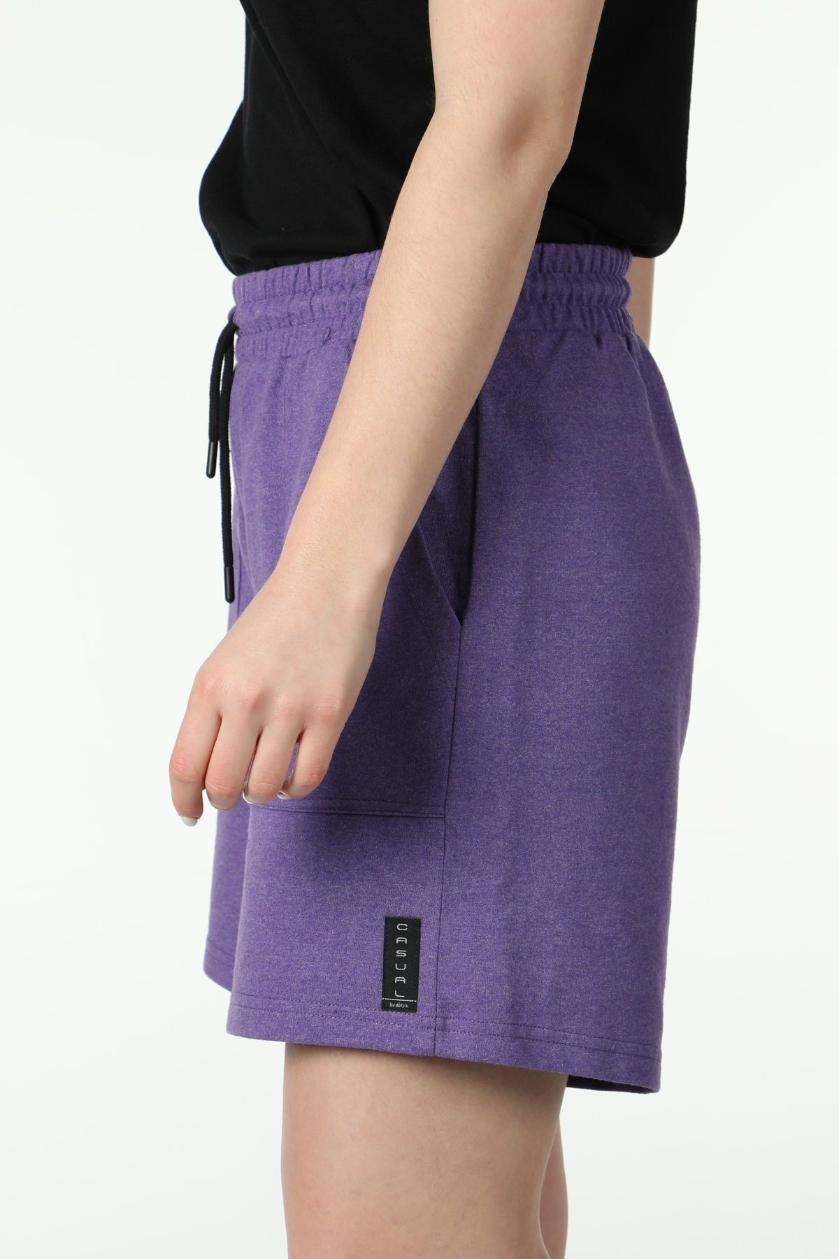 Defys Kadin Beli Lastikli Cepli Etiket Detayli Regular Fit Şort Mor