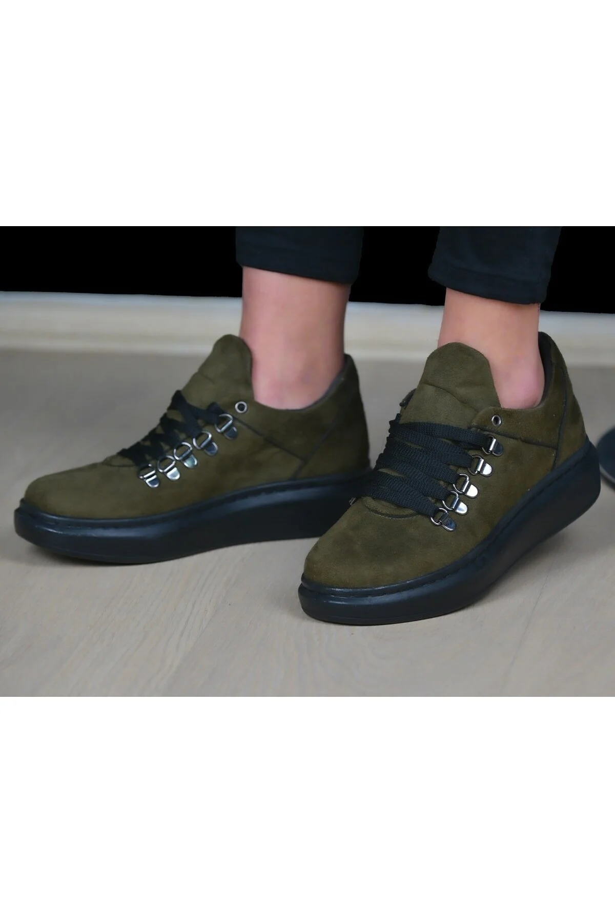 KADIN SPOR CASUAL SÜET AYAKKABI HAKİ RENK