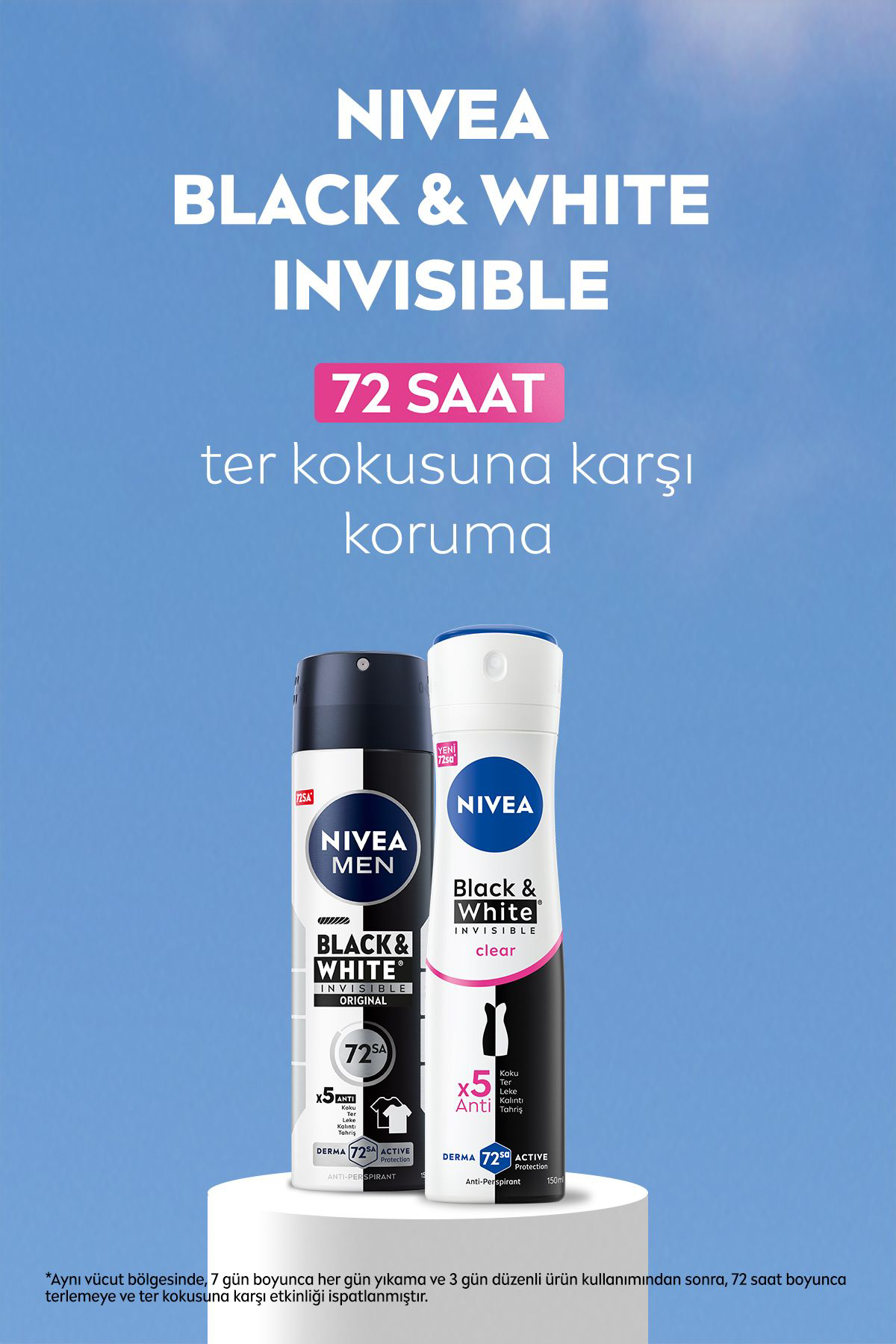 Nivea Kadın Sprey Deodorant Black&White İnvisible Clear 150Ml, 72 Saat 