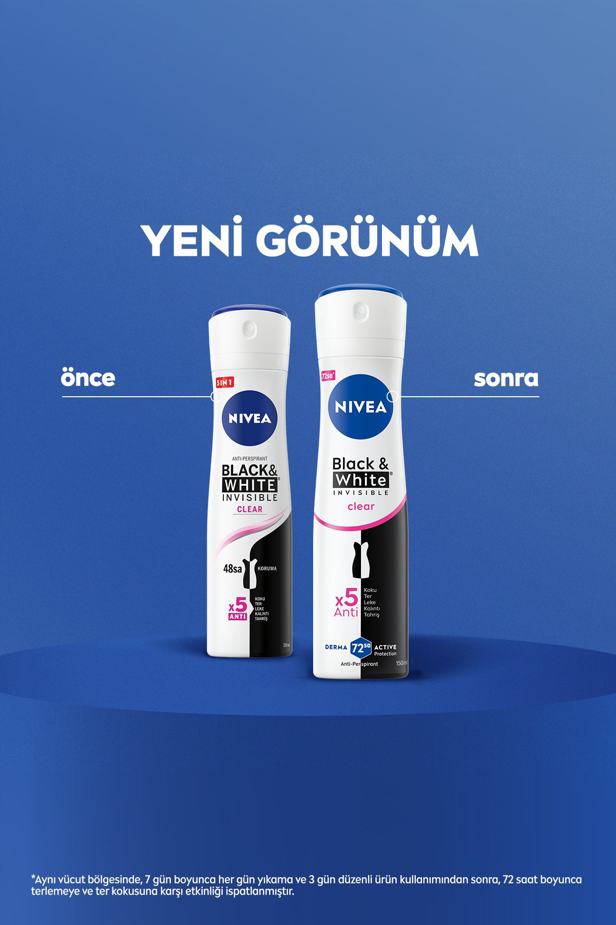 Nivea Kadın Sprey Deodorant Black&White İnvisible Clear 150Ml, 72 Saat 