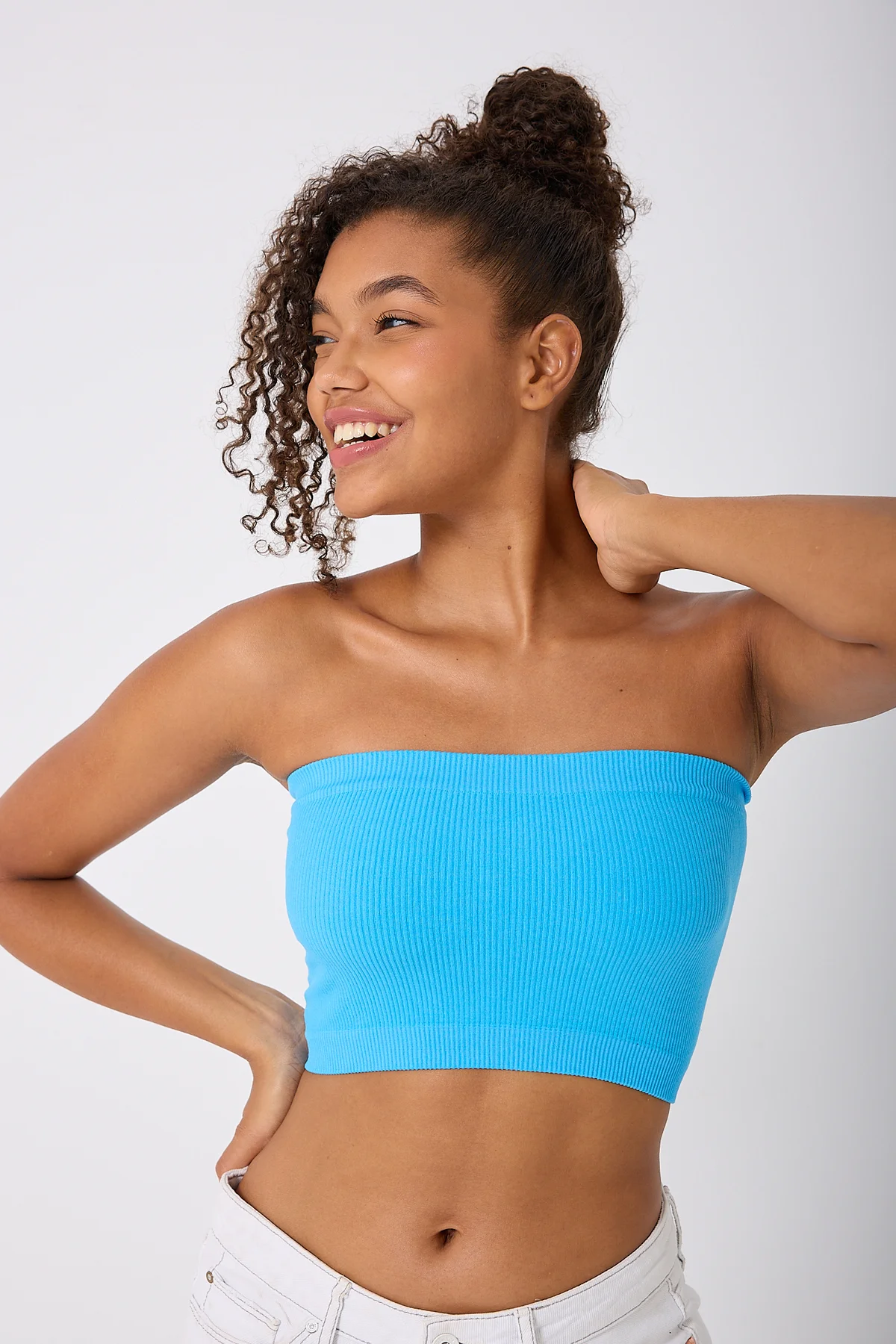 Kadın Straplez Crop Top