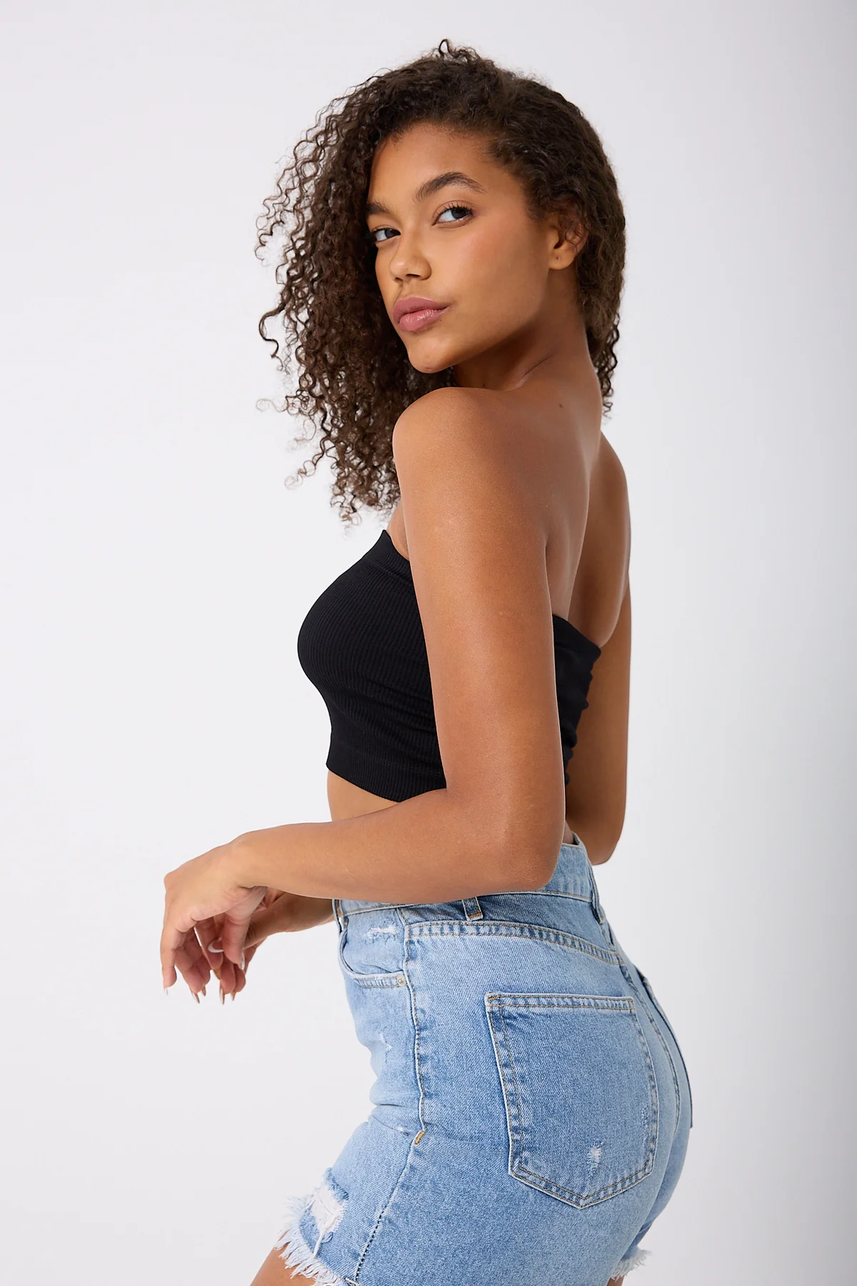 Kadın Straplez Crop Top