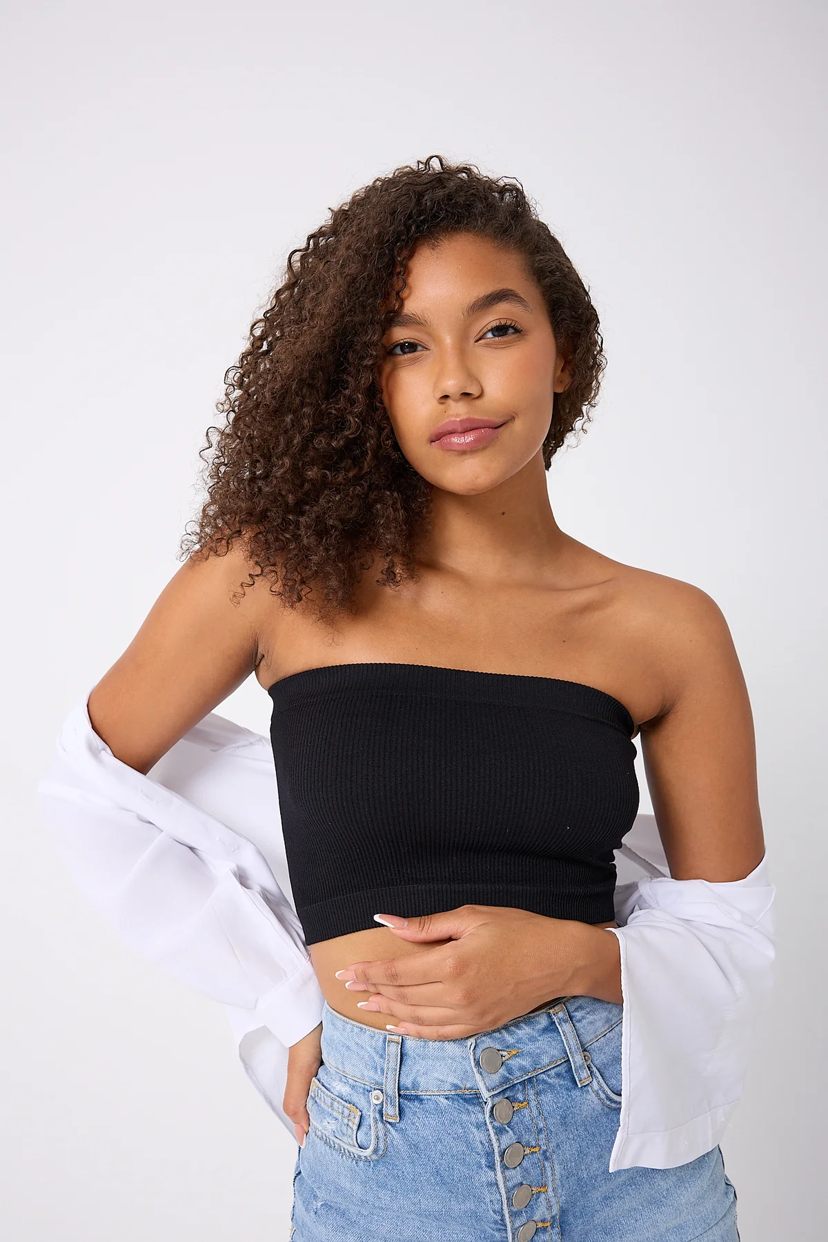 Kadın Straplez Crop Top