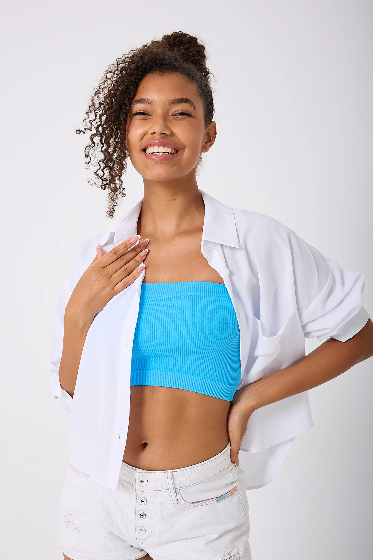 Kadın Straplez Crop Top