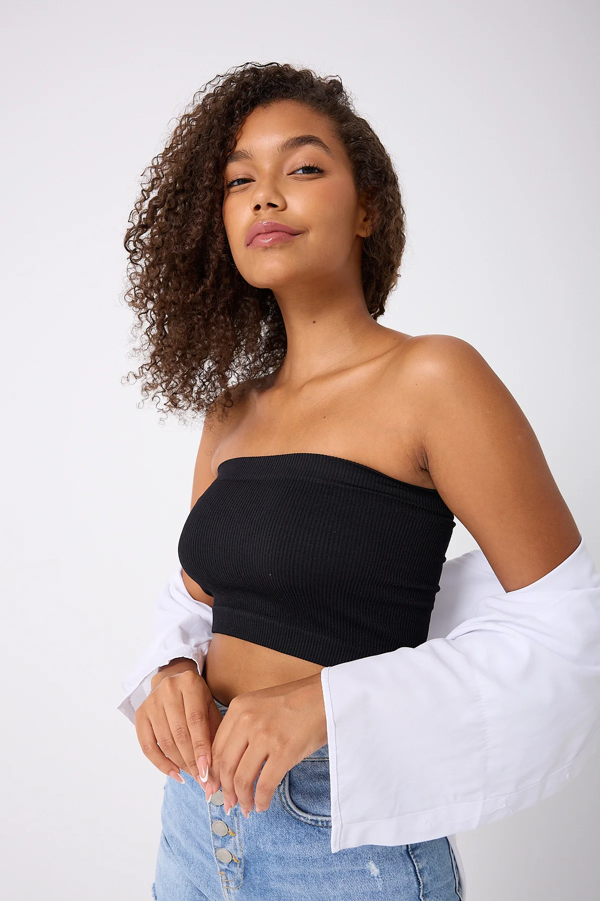 Kadın Straplez Crop Top