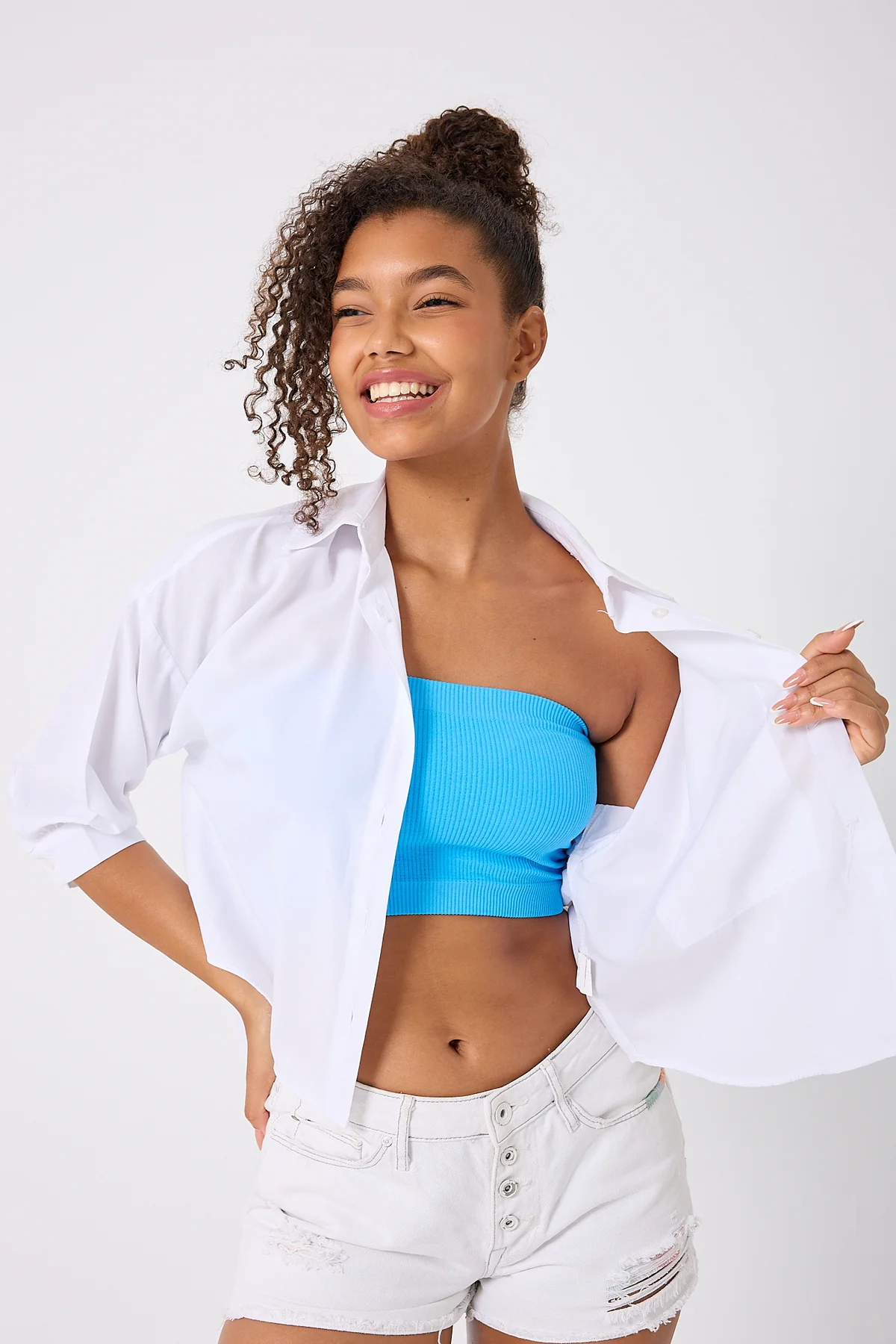 Kadın Straplez Crop Top