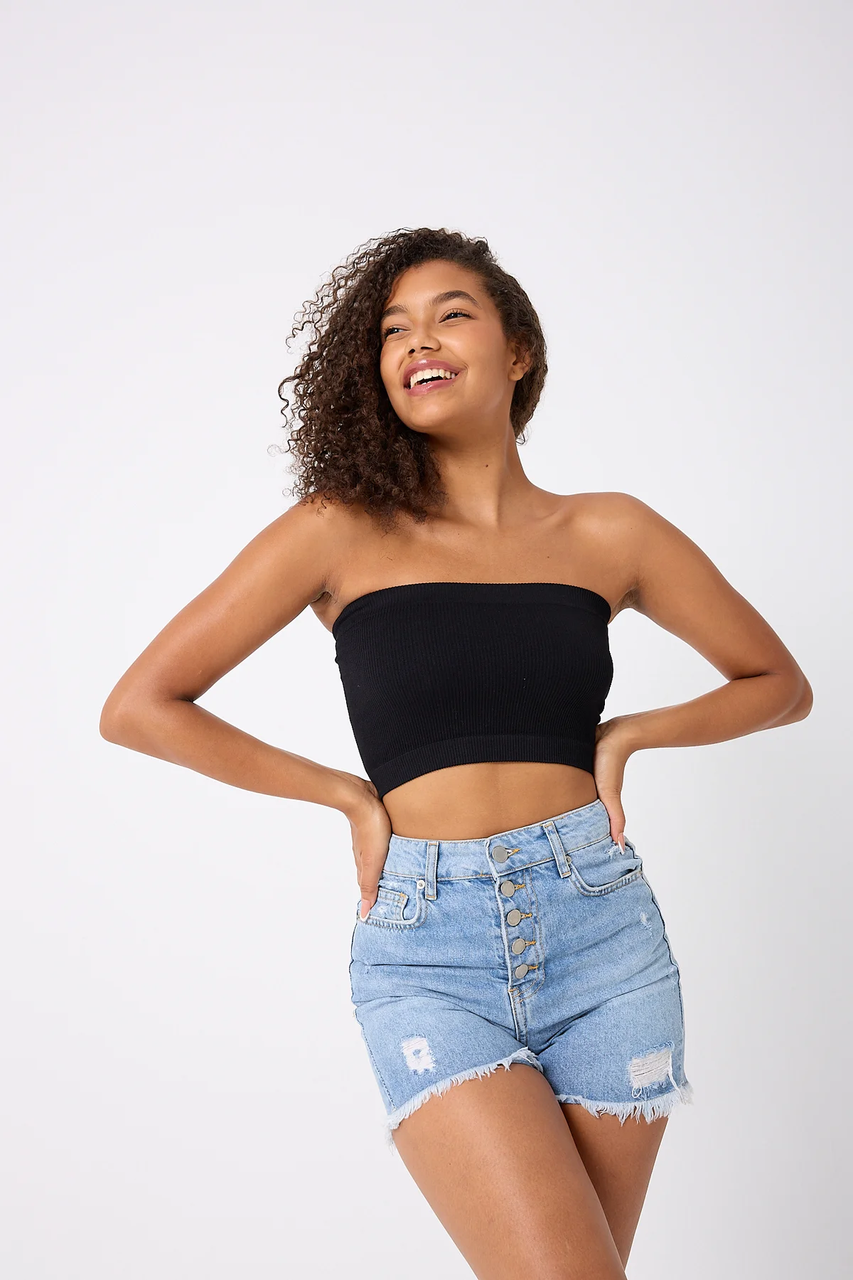 Kadın Straplez Crop Top