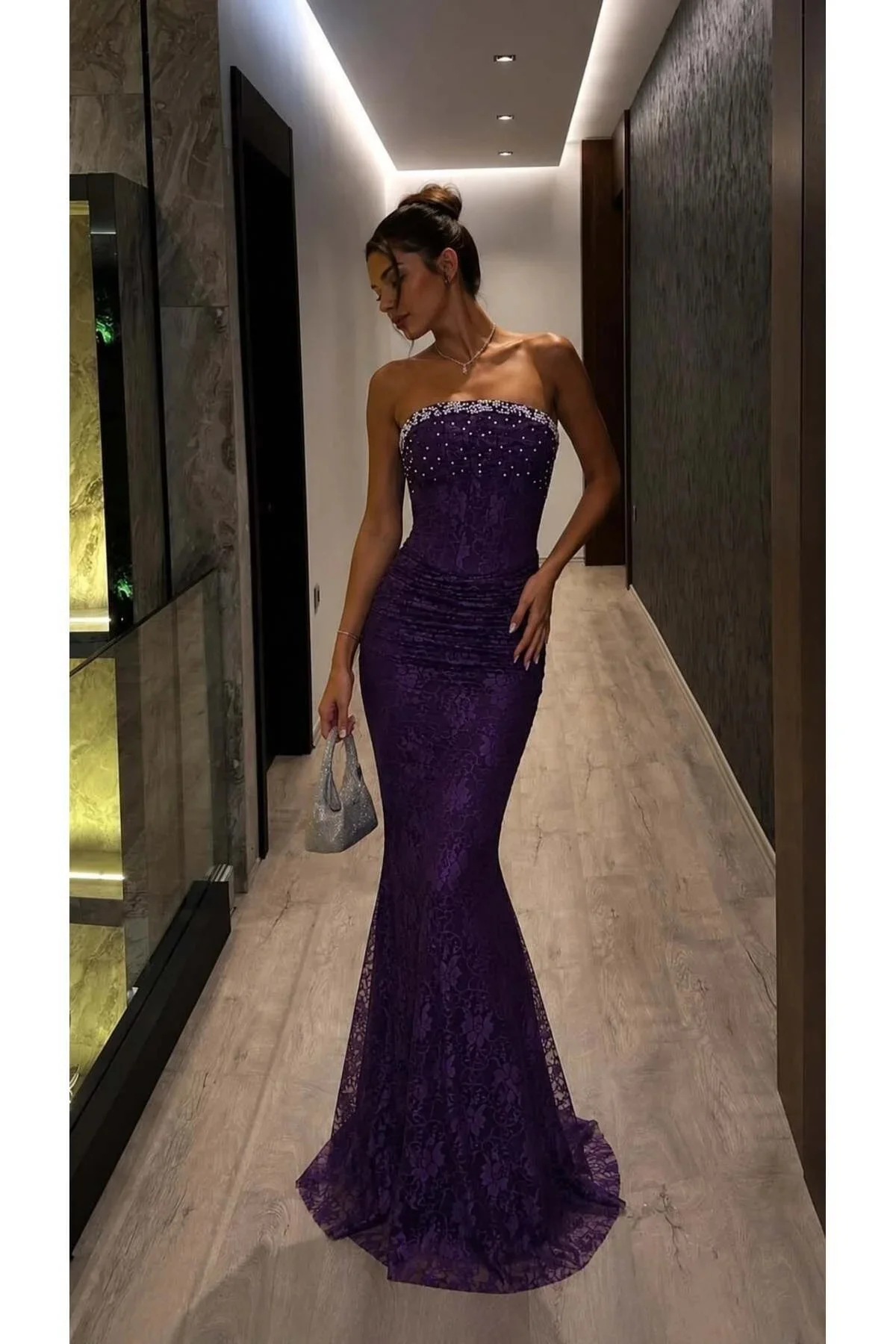 Kadın Straplez Dantel Detaylı Abiye Elbise Fiyatı, Yorumları ve Özellikleri