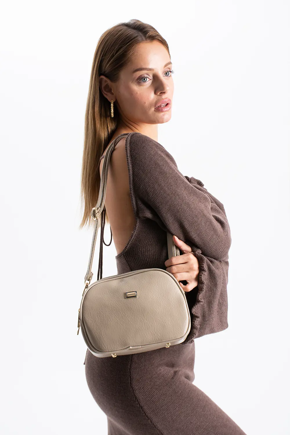 Kadın Suni Deri 4 Bölmeli Ayarlanabilir Çapraz Askılı Çapraz Ve O