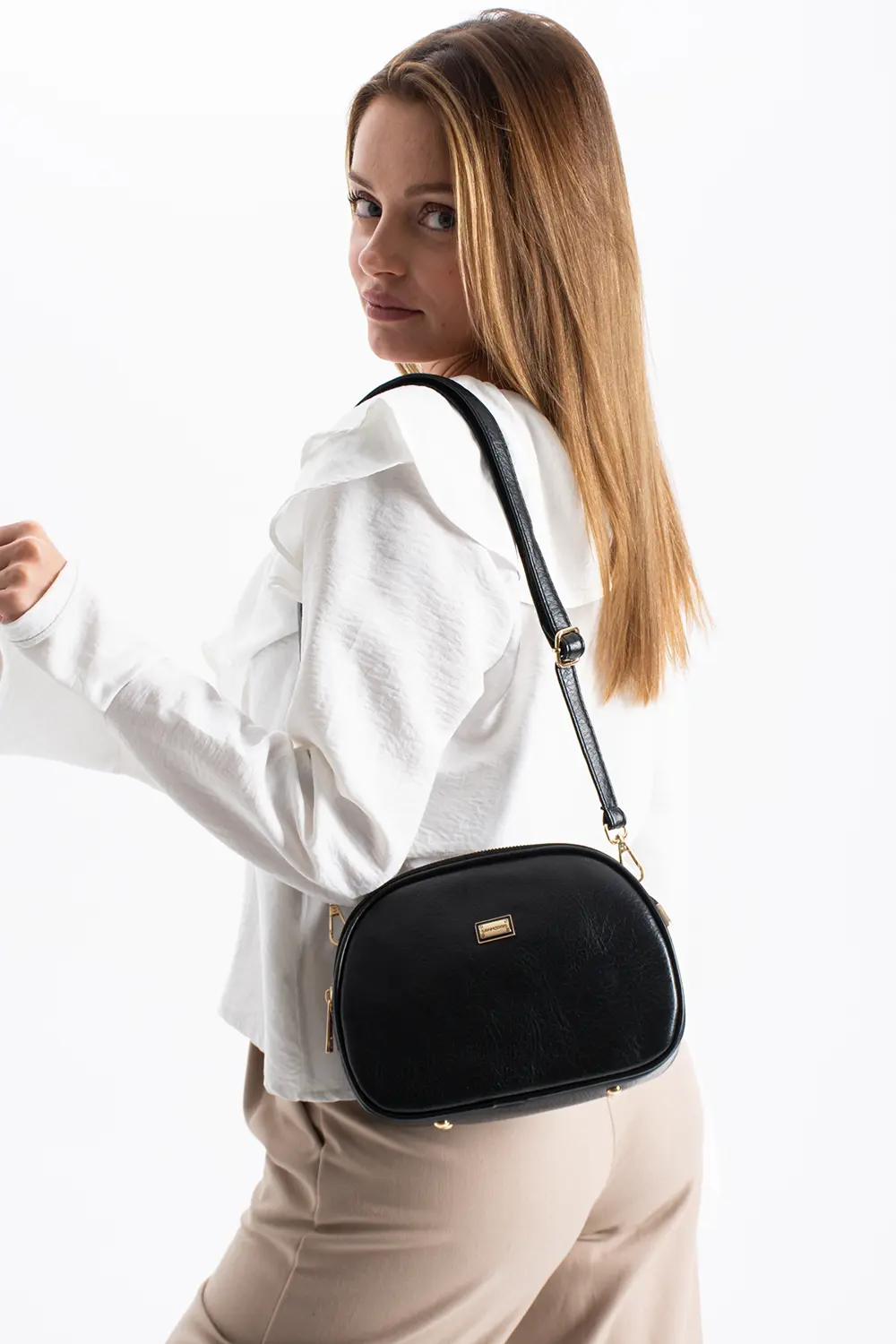 Kadın Suni Deri 4 Bölmeli Ayarlanabilir Çapraz Askılı Çapraz Ve O