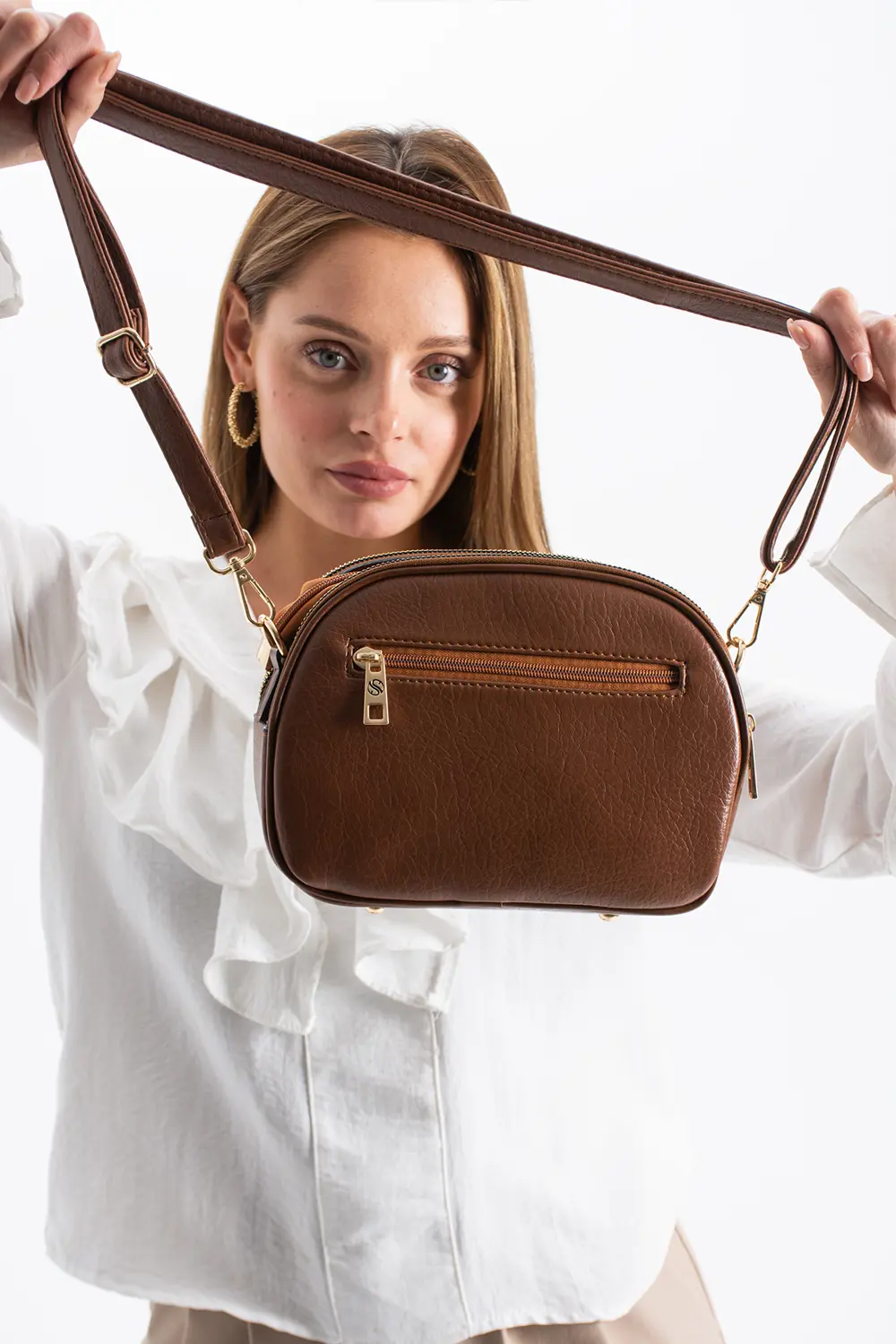 Kadın Suni Deri 4 Bölmeli Ayarlanabilir Çapraz Askılı Çapraz Ve O