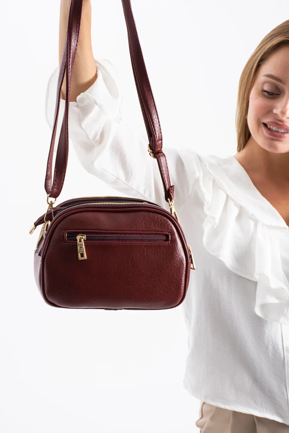 Kadın Suni Deri 4 Bölmeli Ayarlanabilir Çapraz Askılı Çapraz Ve O