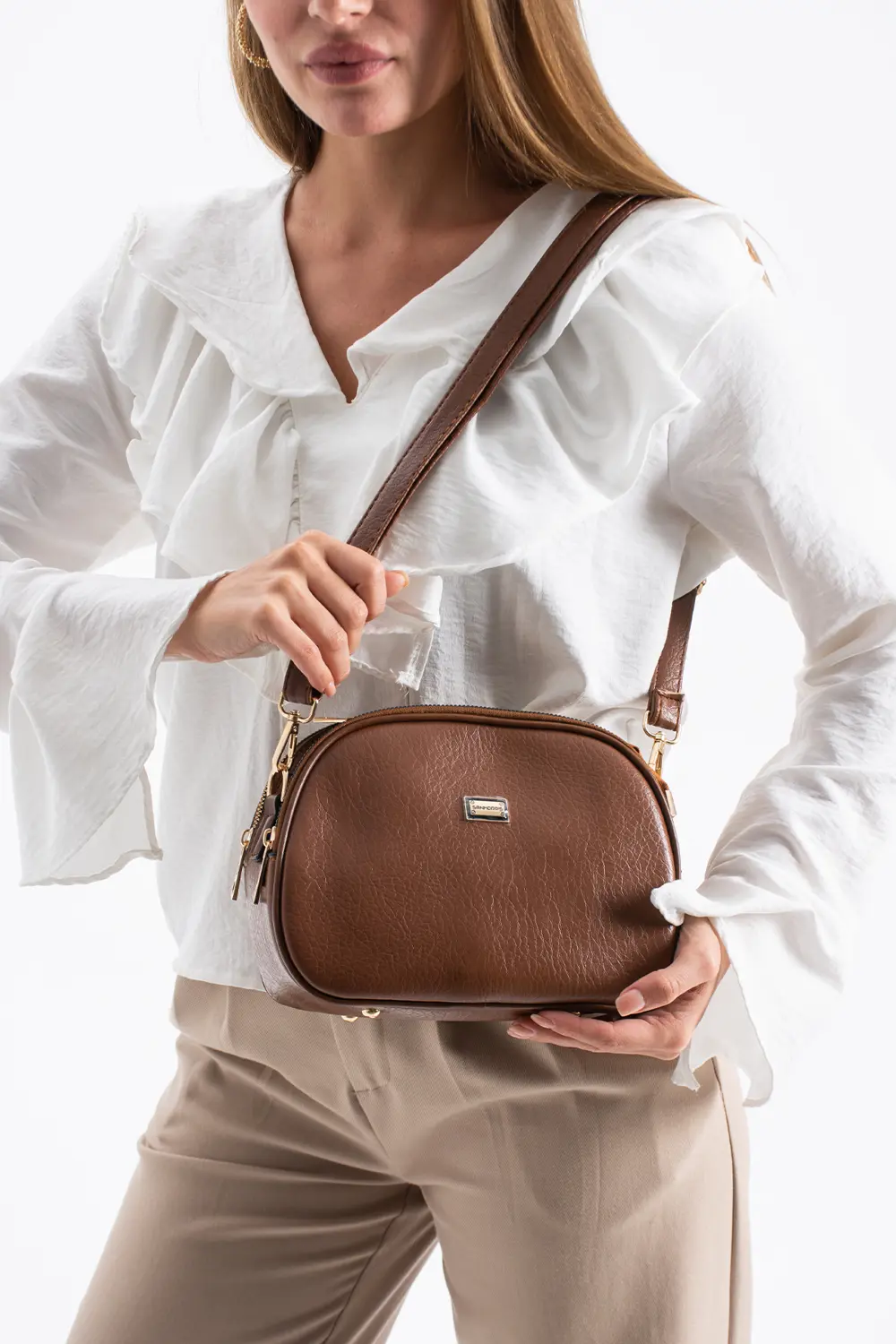 Kadın Suni Deri 4 Bölmeli Ayarlanabilir Çapraz Askılı Çapraz Ve O