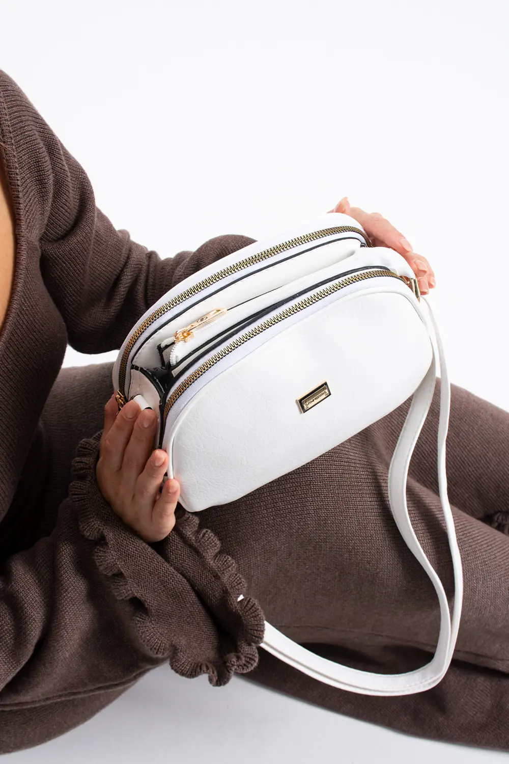 Kadın Suni Deri 4 Bölmeli Ayarlanabilir Çapraz Askılı Çapraz Ve O