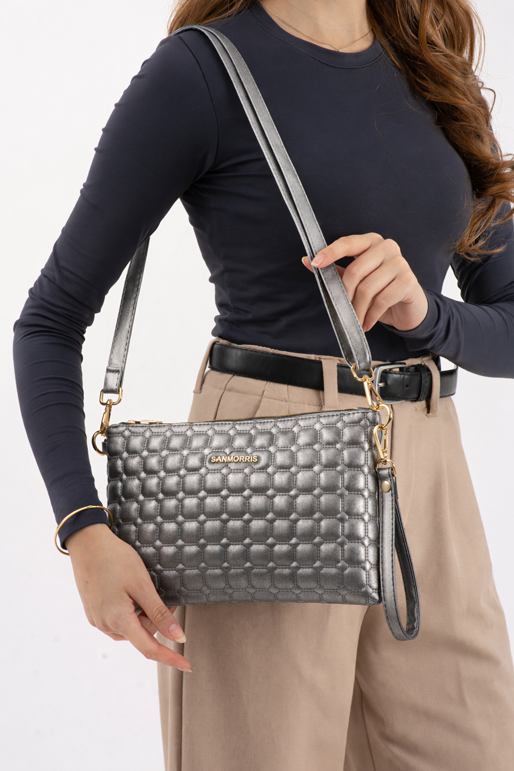 Kadın Suni Deri Ayarlanabilir Çapraz Ve El Askılı Portföy, Clutch