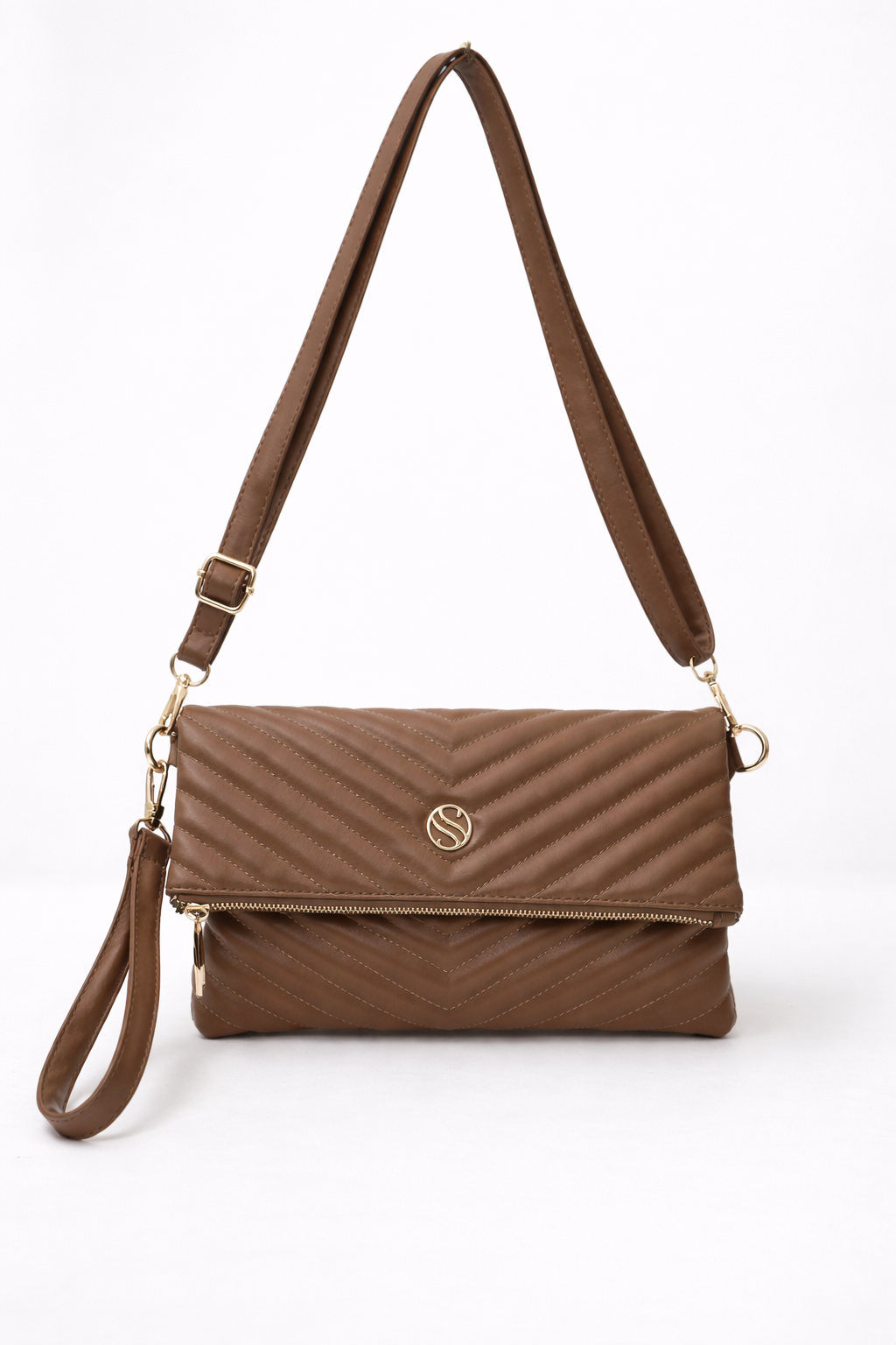 Kadın Suni Deri Kapitone Desenli Çapraz Askılı Mıknatıslı ve Ferm