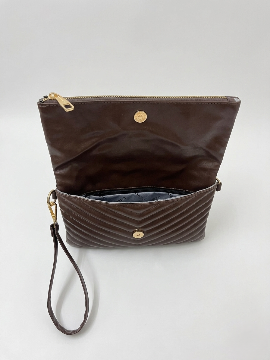 Kadın Suni Deri Kapitone Desenli Çapraz Askılı Mıknatıslı ve Ferm